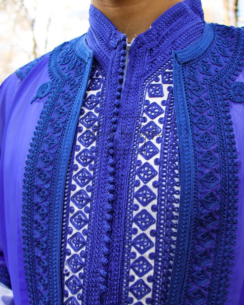 jabador, mens wedding kaftan, nikkah outfit,garment for groom- Royal Blue - image 3