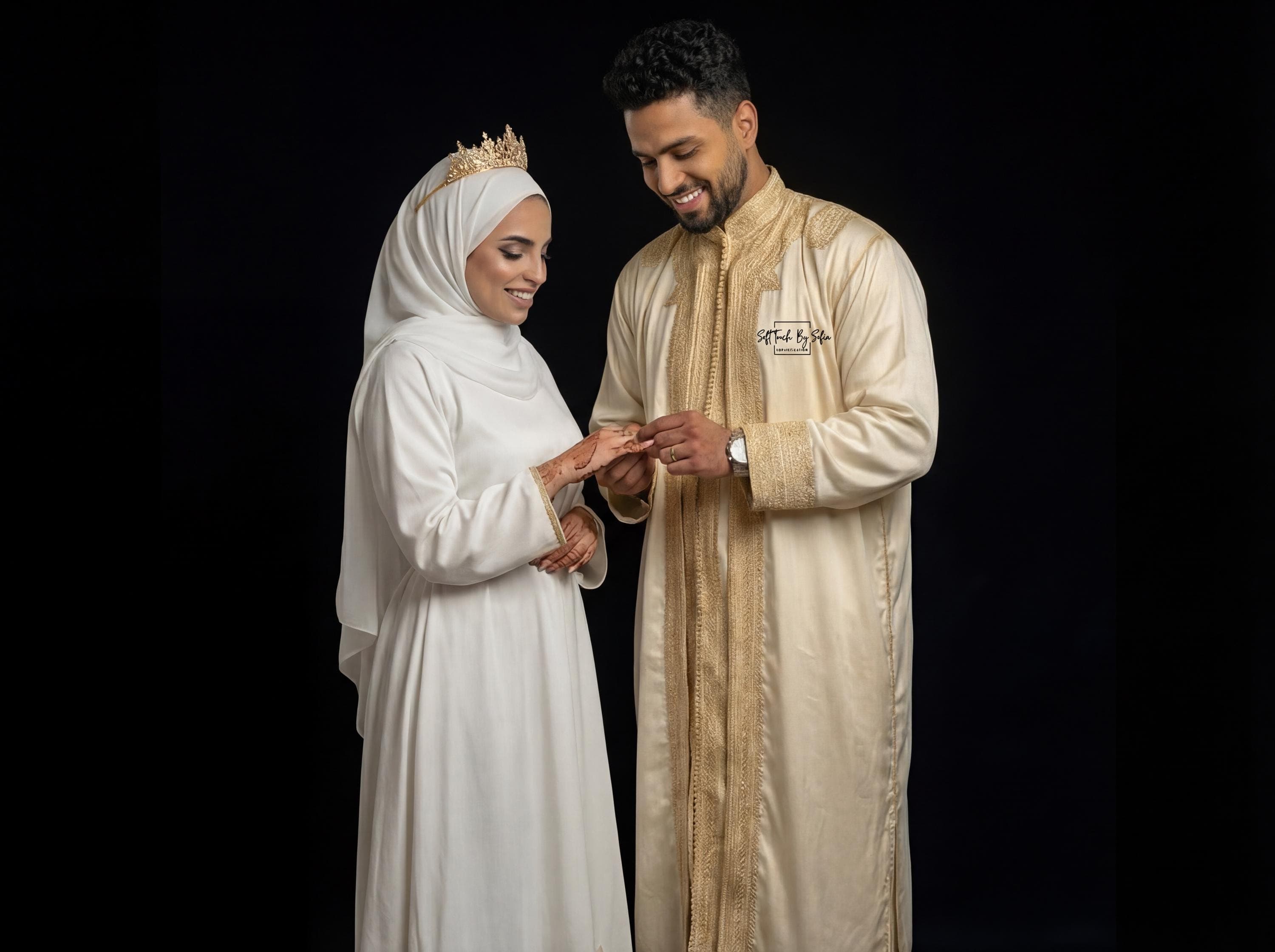Embroidered Moroccan Jabador - Three Piece Men's Wedding Kaftan for Nikah - image 5