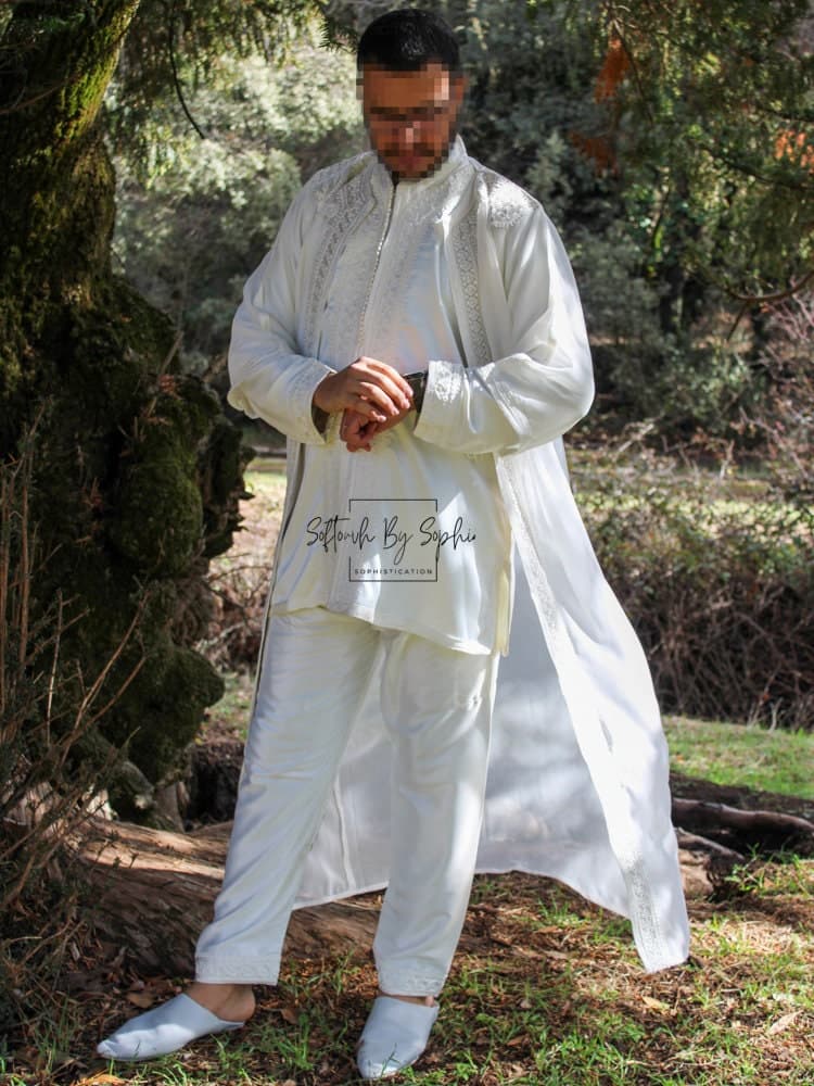 jabador  ,mens wedding kaftan , nikkah outfit - white - image 4