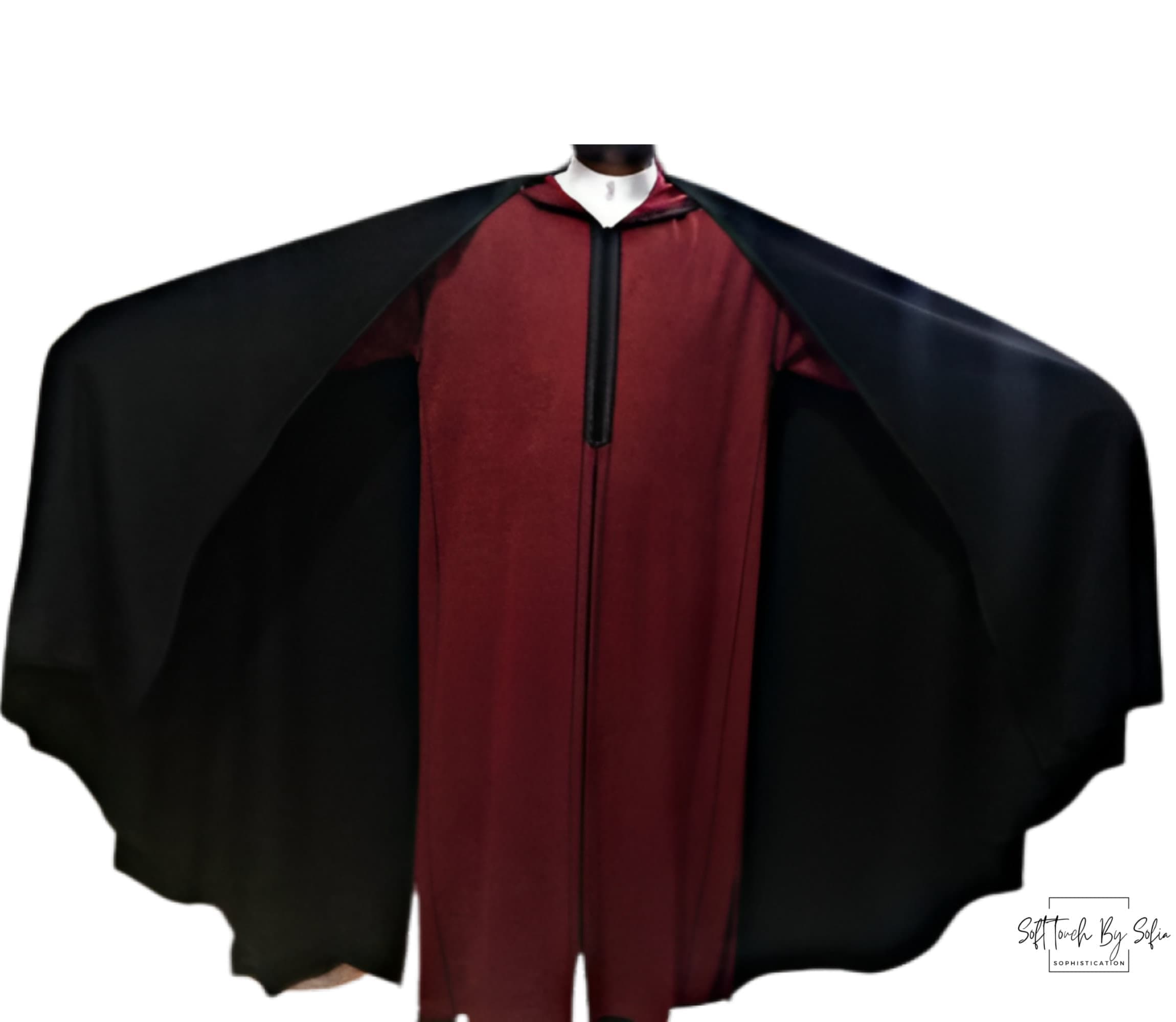 Burnous,hooded winter cloak , selham, black cloak with hood