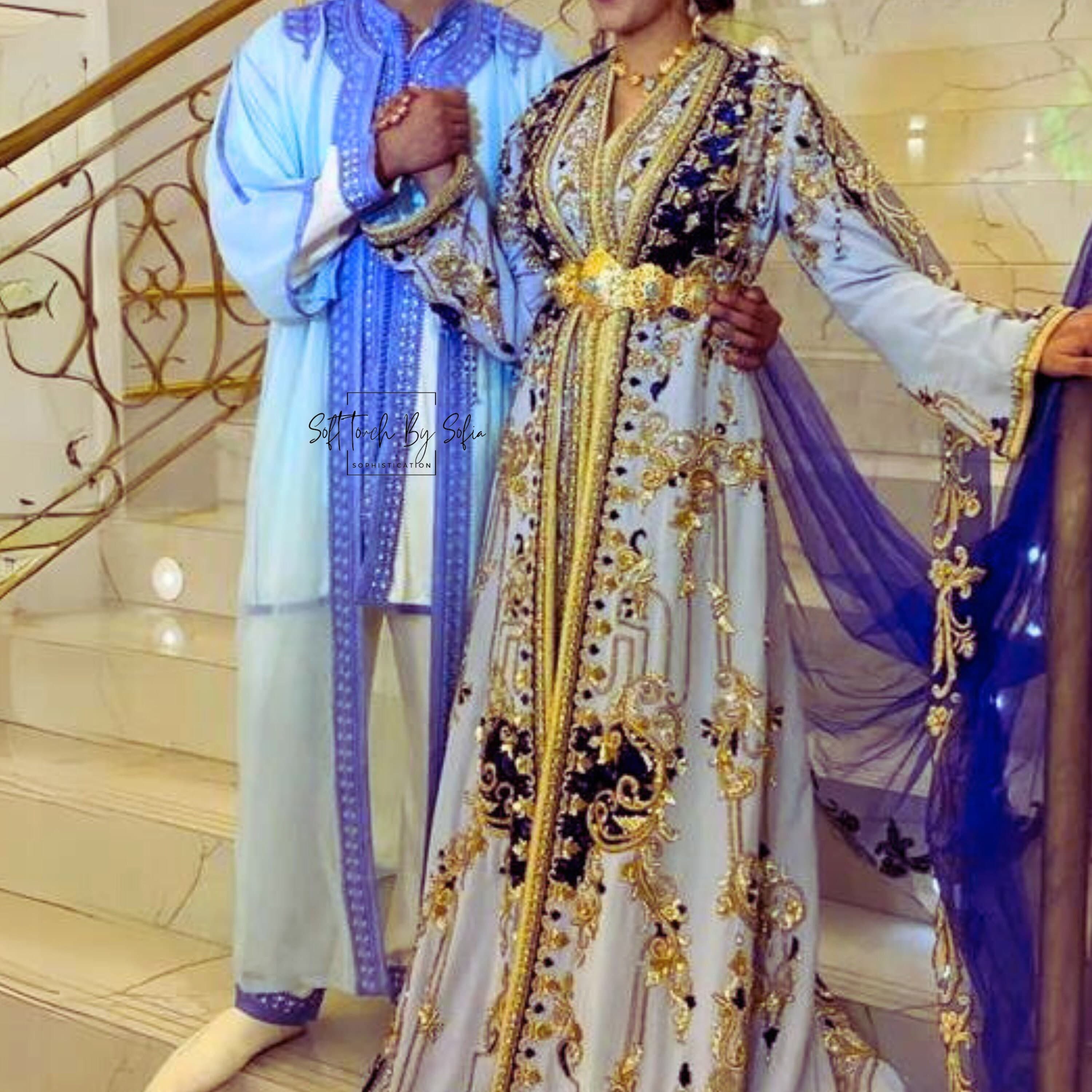 jabador , Mens wedding Kaftan ,Nikkah outfit for groom -Blue sky