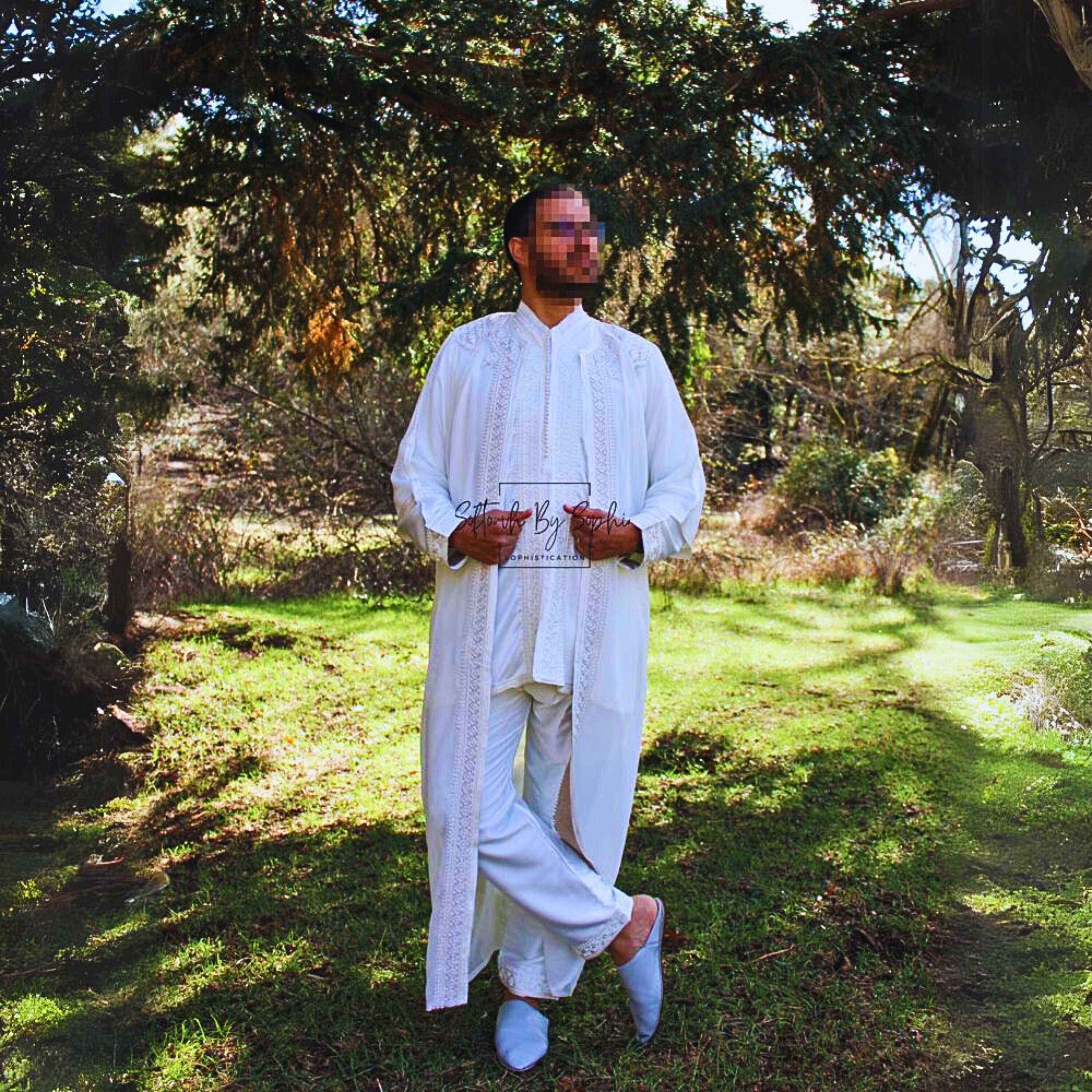 jabador  ,mens wedding kaftan , nikkah outfit - white