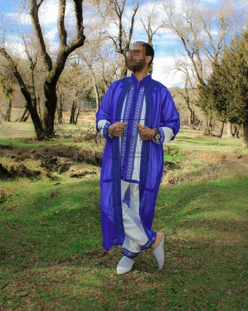 jabador, mens wedding kaftan, nikkah outfit,garment  for groom- Royal Blue