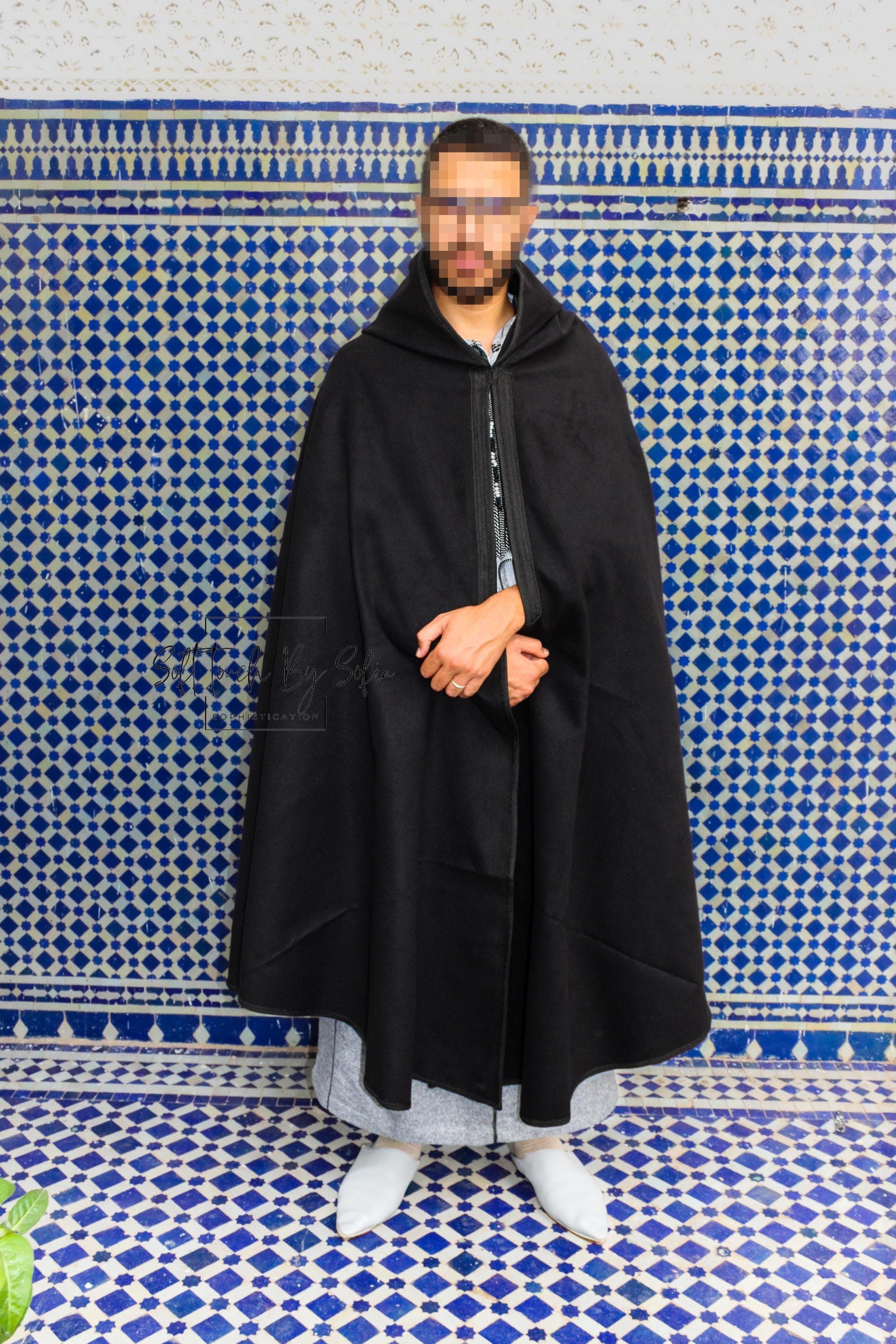 Navy hooded winter cloak , selham,  cloak with hood ,Moroccan burnous - image 4