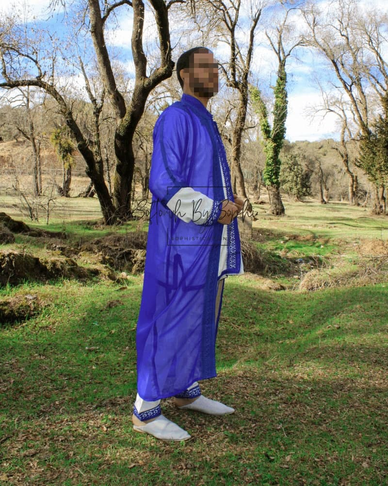 jabador, mens wedding kaftan, nikkah outfit,garment for groom- Royal Blue - image 5