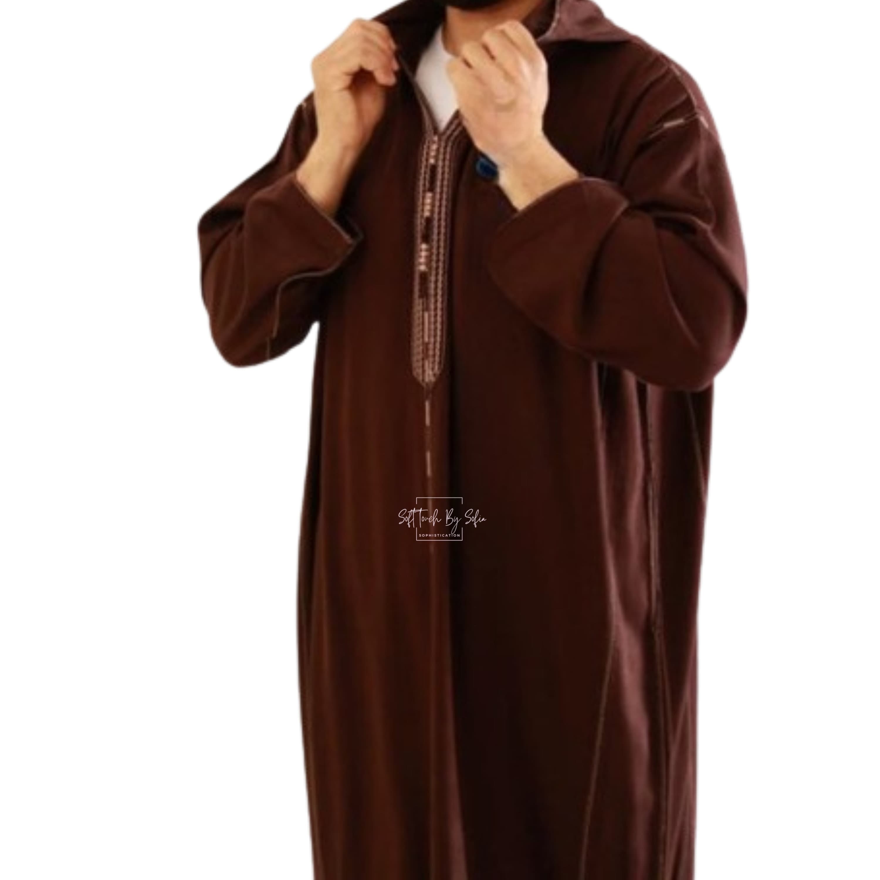 winter hooded thobe for men, Moroccan wool djellaba with hood ,coat men - image 4