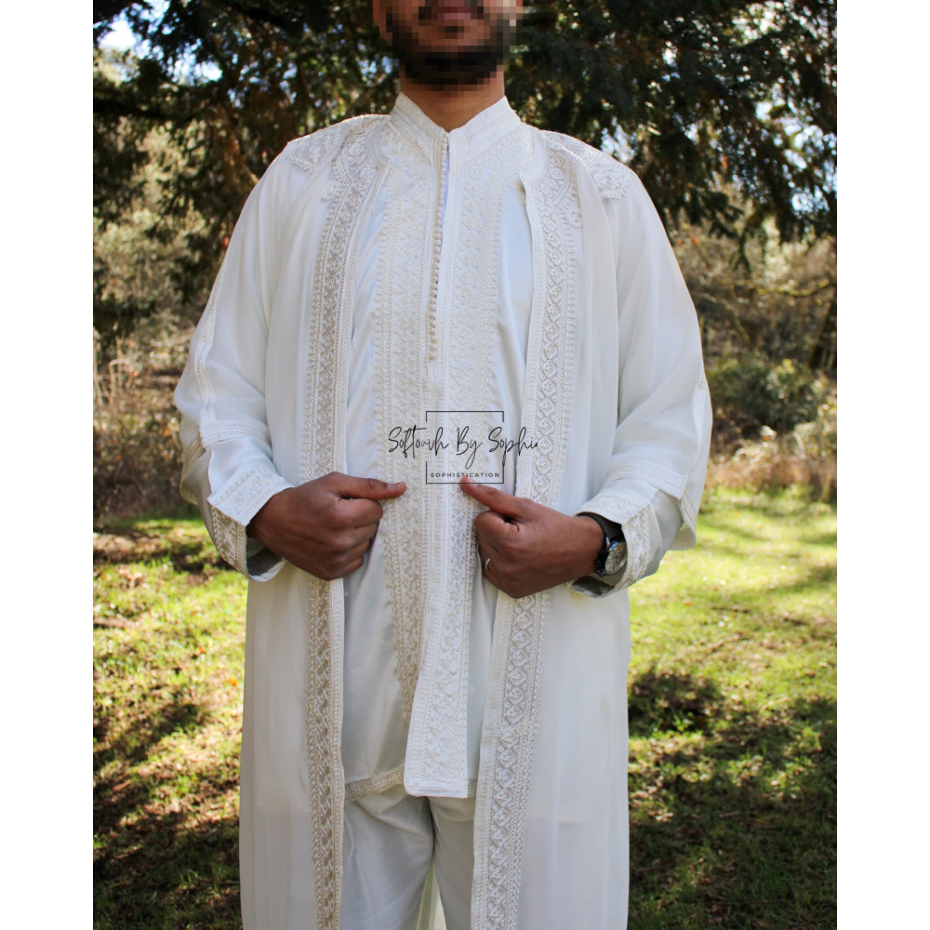 jabador  ,mens wedding kaftan , nikkah outfit - white - image 3