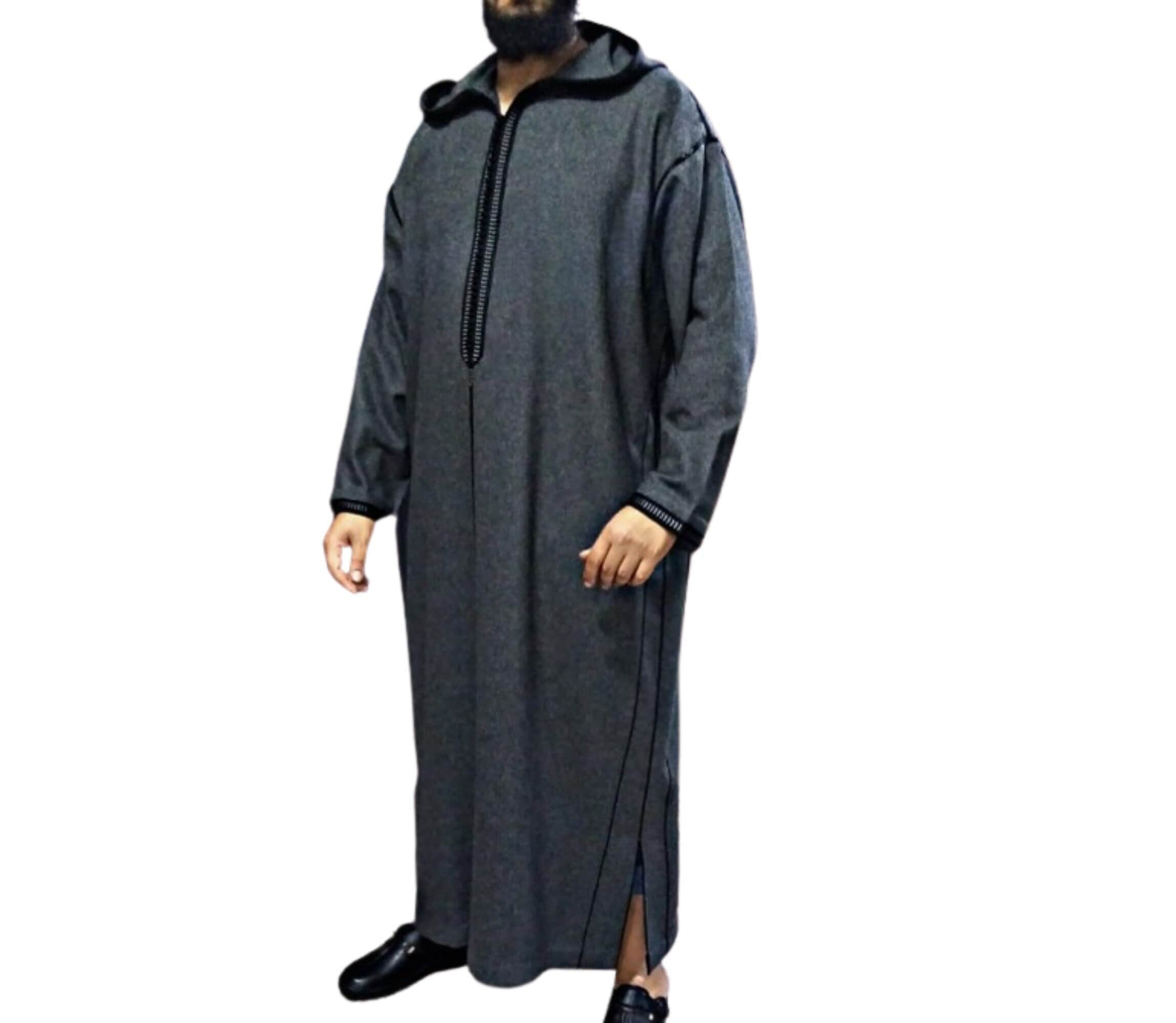 Moroccan winter thobe,thick wool djellaba ,hooded coat men