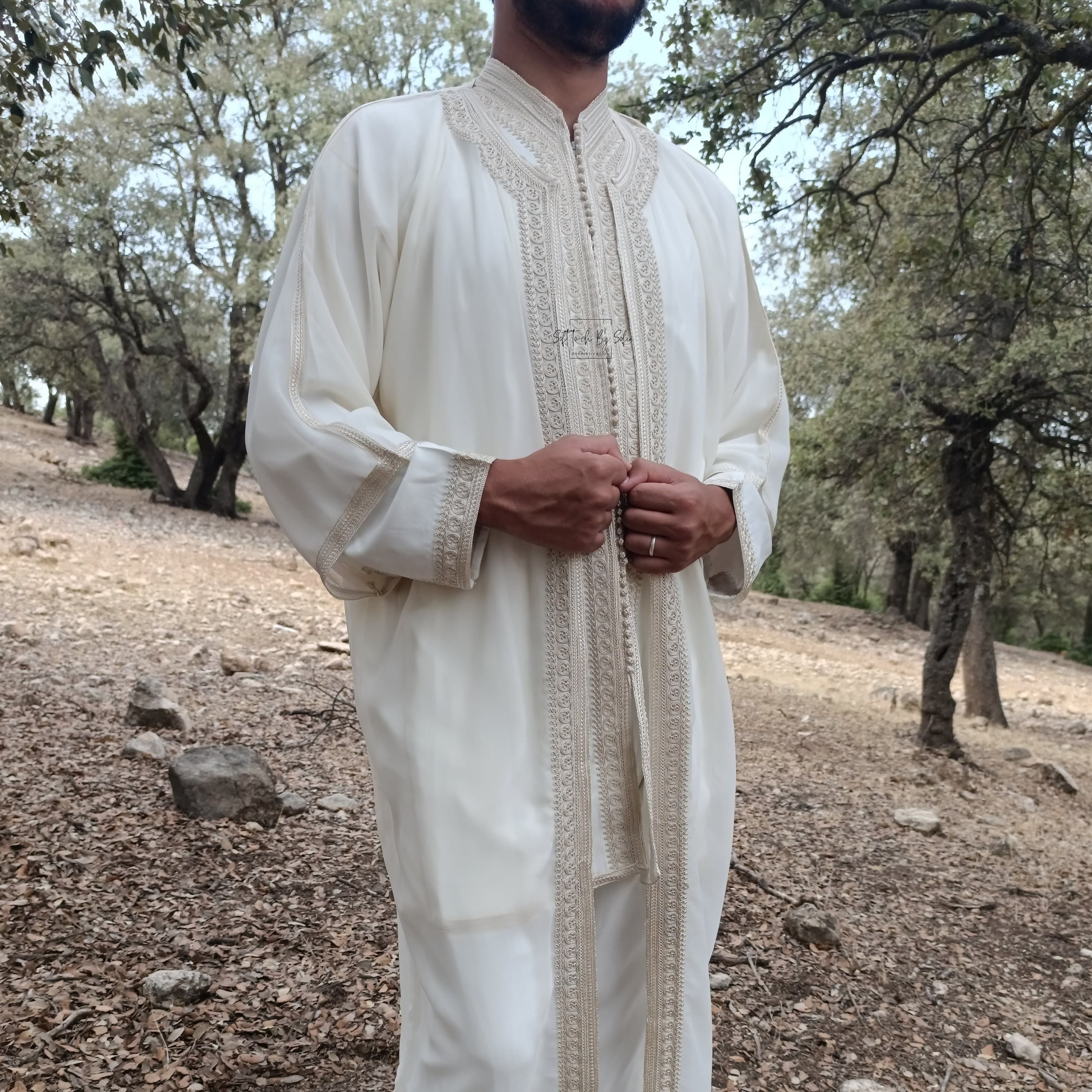 jabador men ,3 pieces moroccan wedding kaftan ,groom outfit - image 4