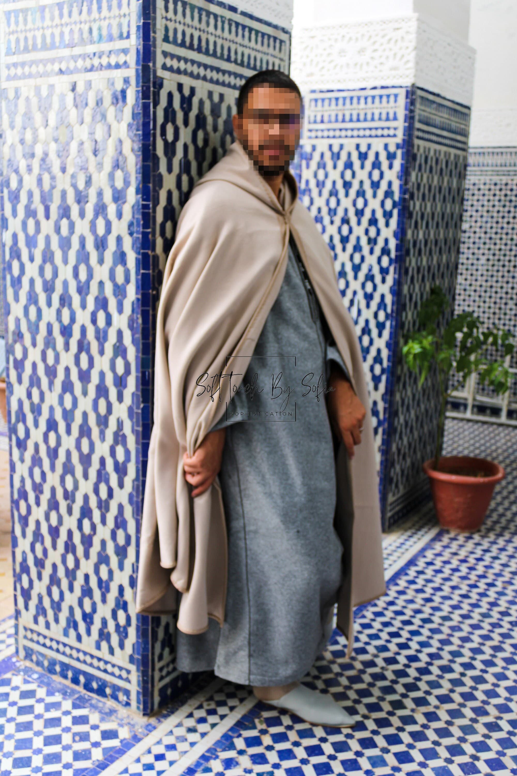 Burnous ,Selham,hooded winter cloak , cloak with hood  -BEIGE - image 3