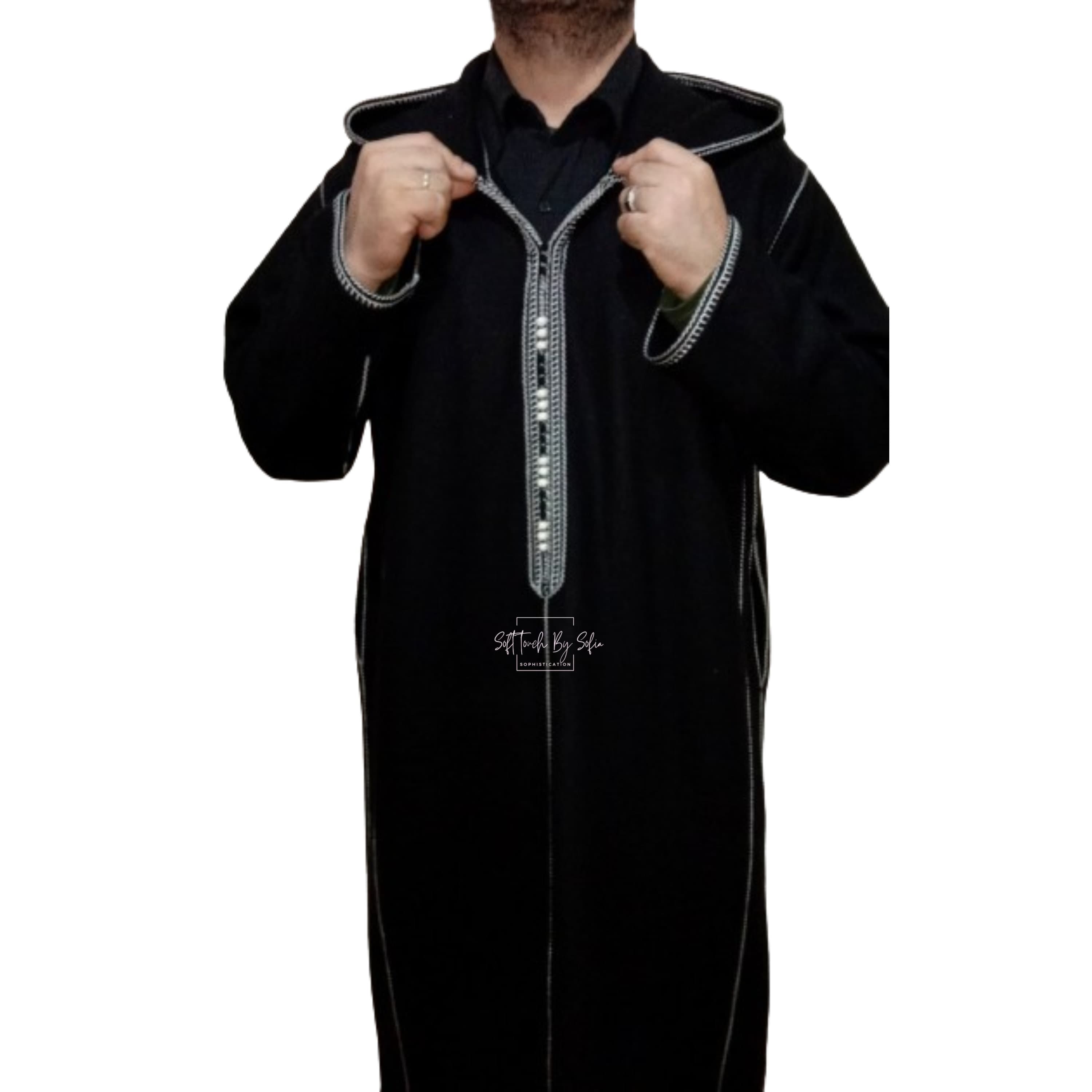 winter hooded thobe for men, Moroccan wool djellaba with hood ,coat men - image 3
