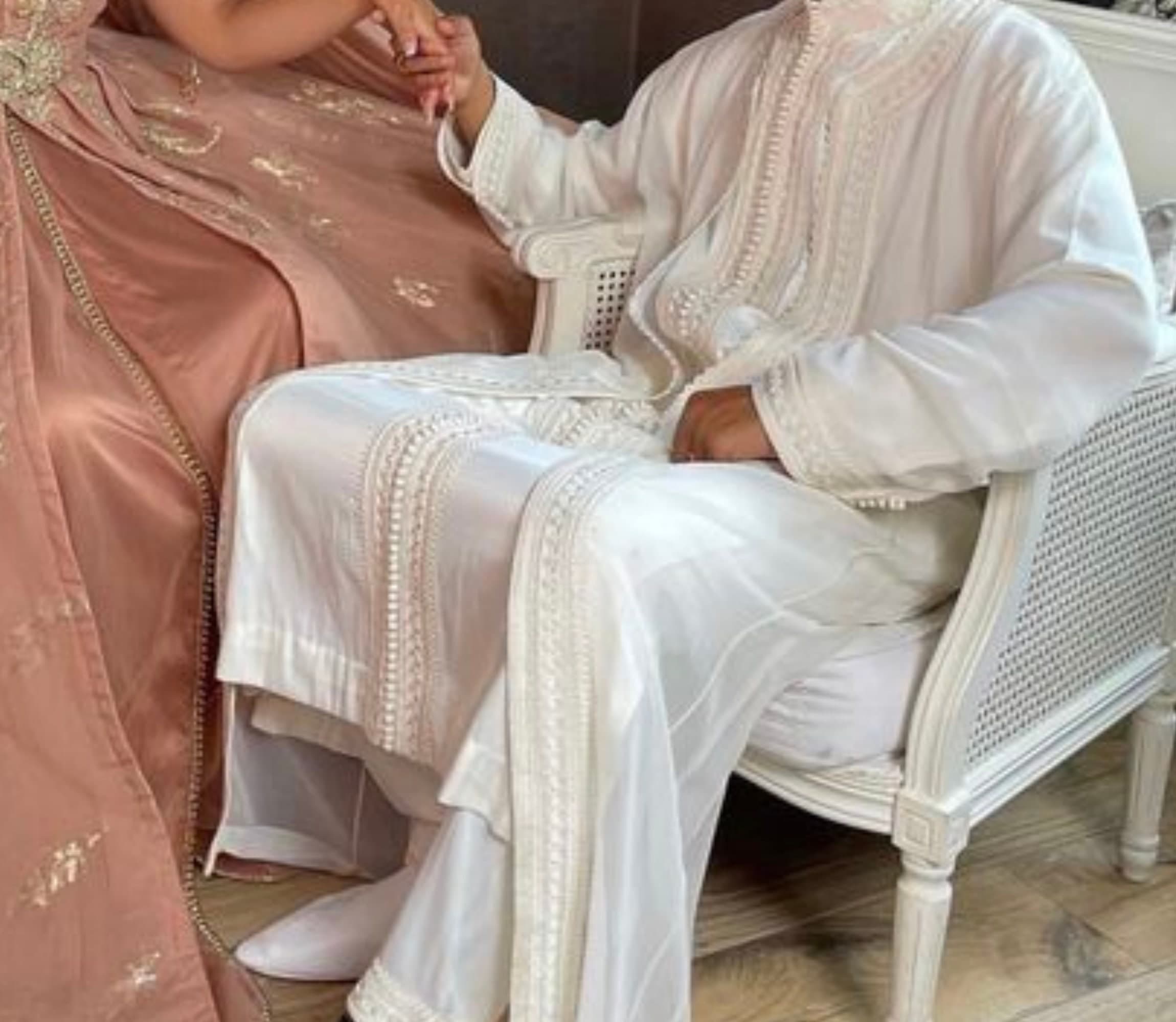 Long White Jabador: Moroccan Wedding Kaftan for Men and Nikkah Thobe Set