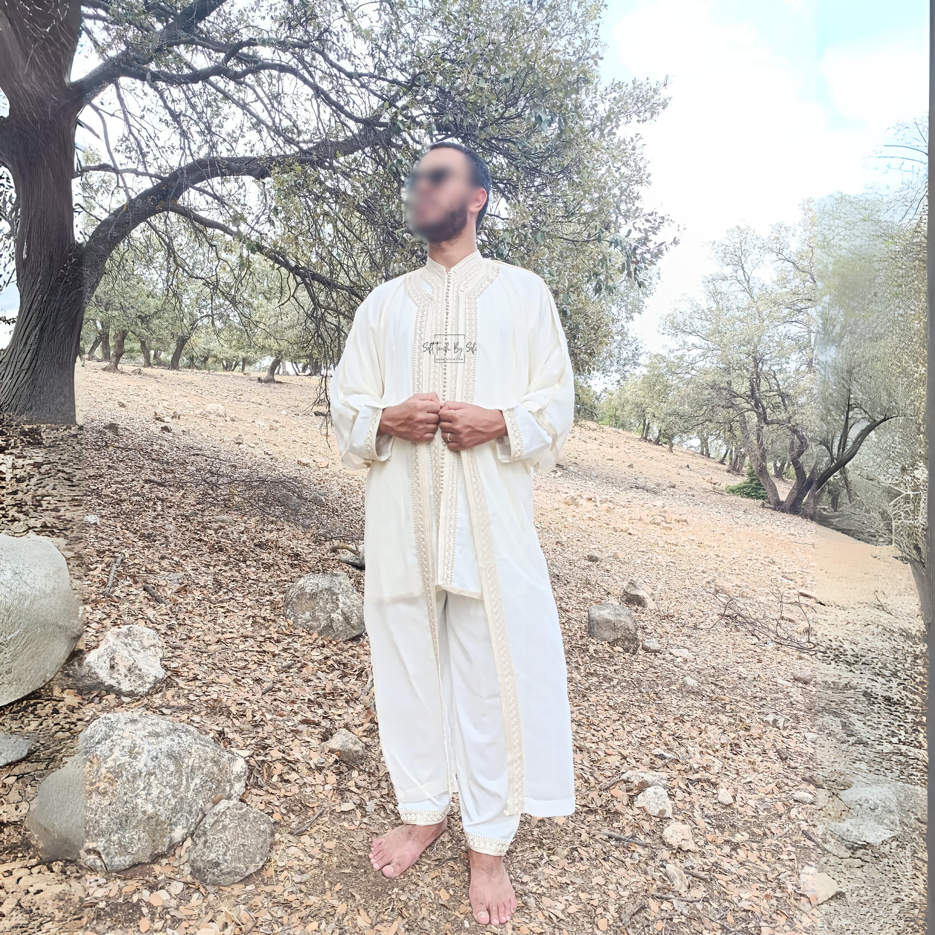 jabador men ,3 pieces moroccan wedding kaftan ,groom outfit - image 5