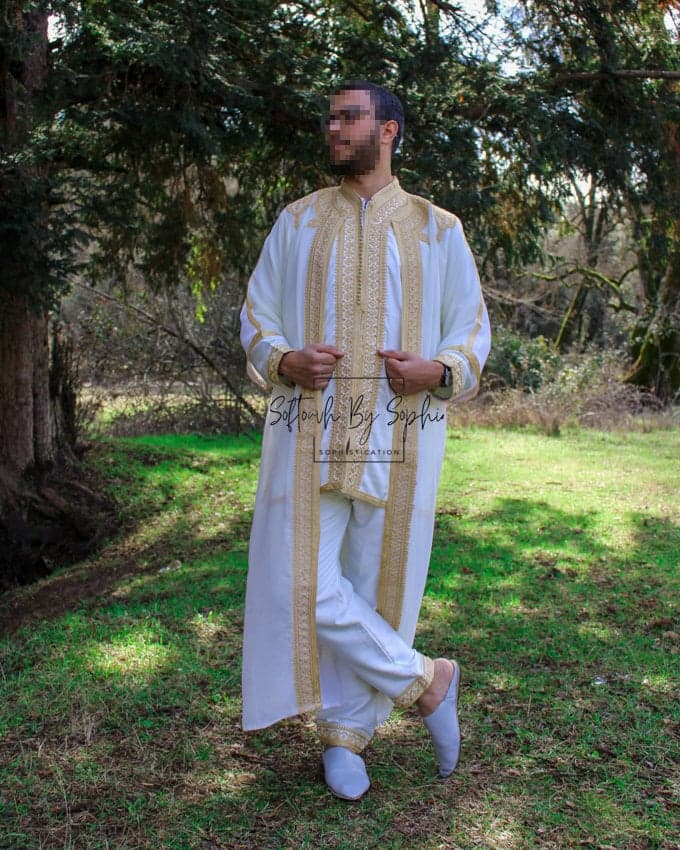 jabador men ,3 piece groom outfit, Moroccan kaftan for wedding - image 3
