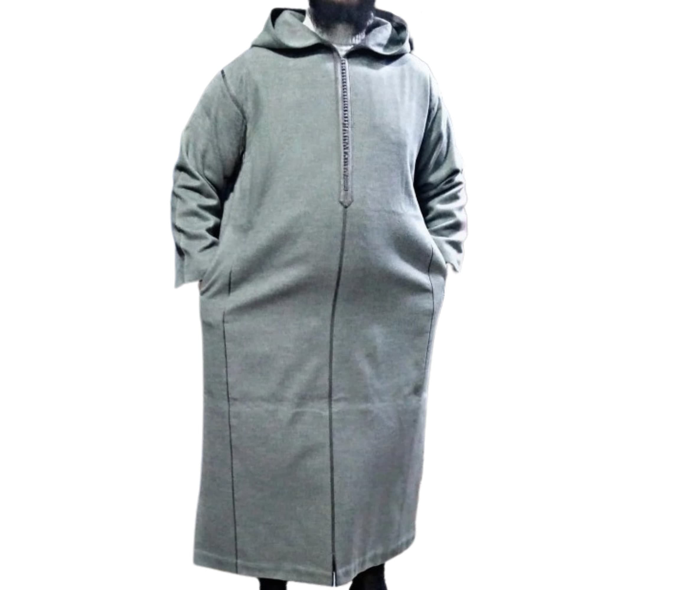 Wool Moroccan Djellaba: Winter Hooded Thobe Coat