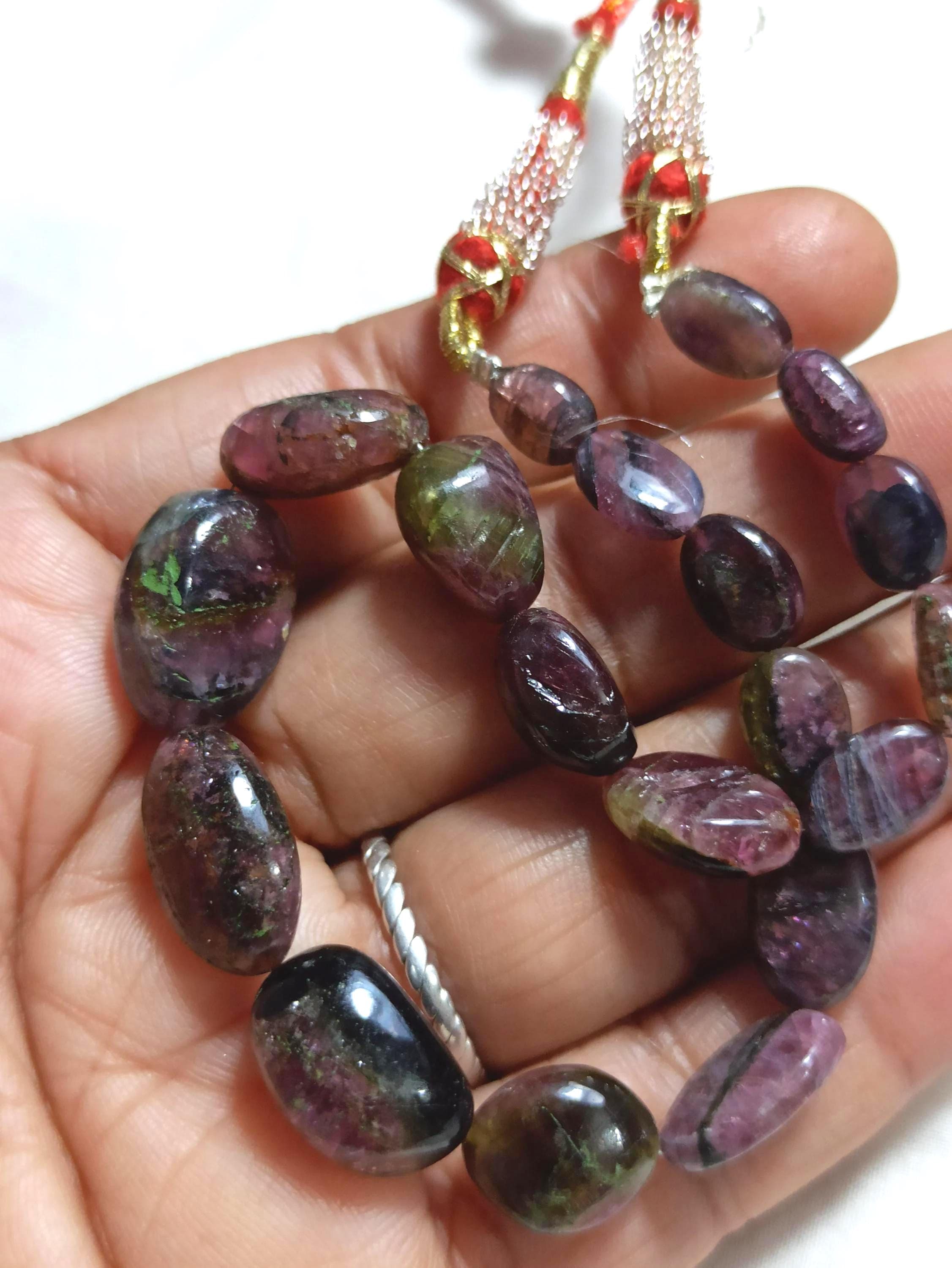 Natural Watermelon Tourmaline Beads 139 Carat Smooth Tumble Necklace Chakra & Reiki Jewelry Supply - image 3