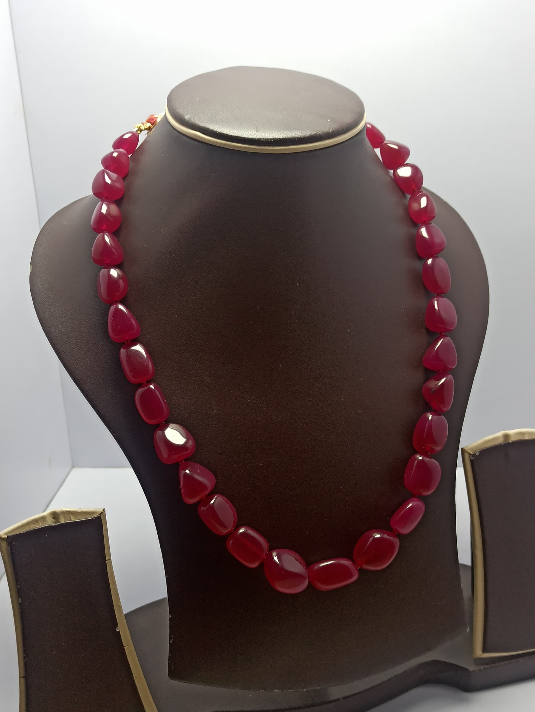 Dyed Ruby Tumbled Necklace, Smooth Nugget Gemstone, Healing Crystal Jewelry - image 3