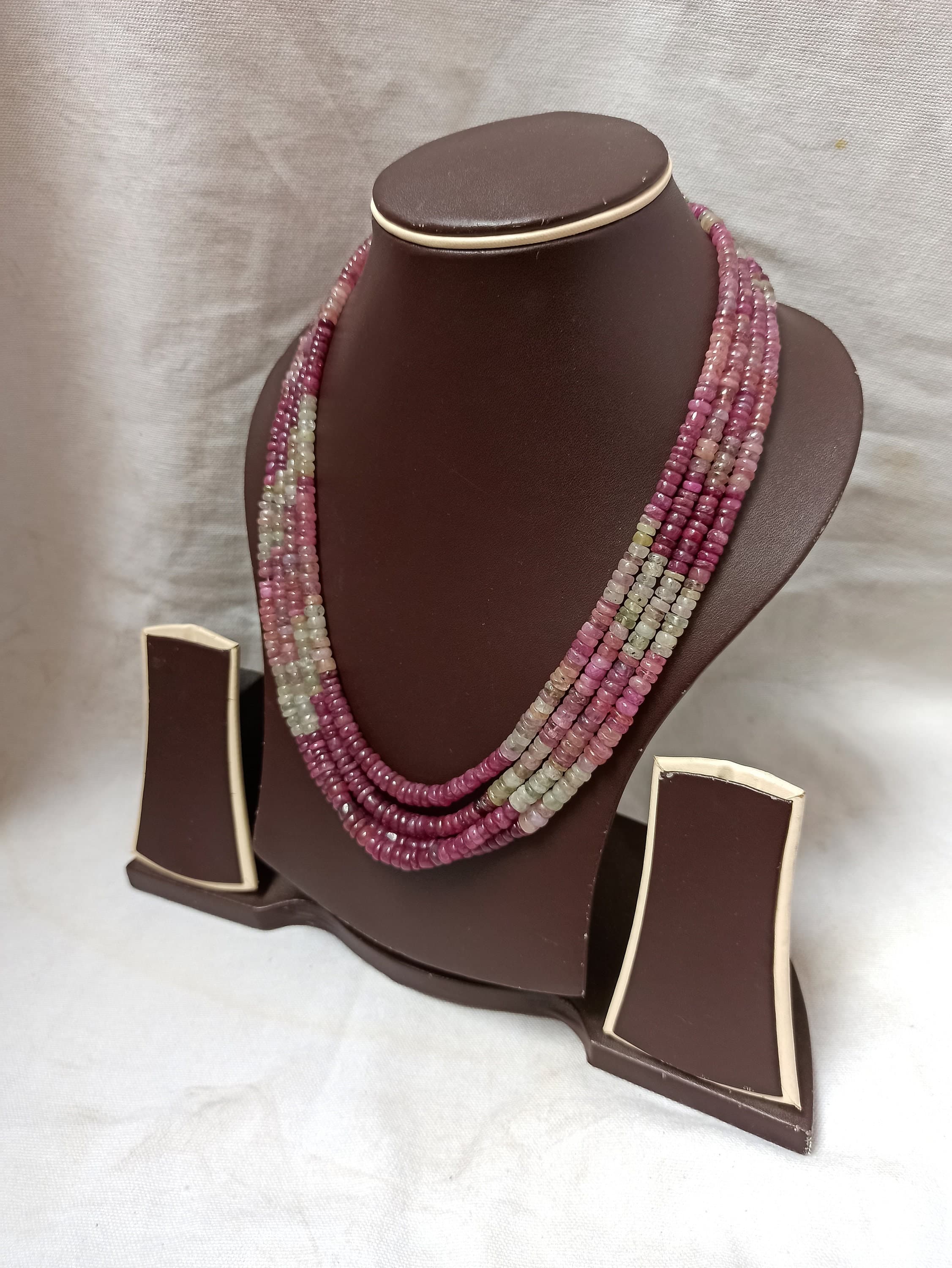 Ruby Sapphire Rondelle Bead Necklace: Artisan Gemstone Jewelry, 19" - image 5