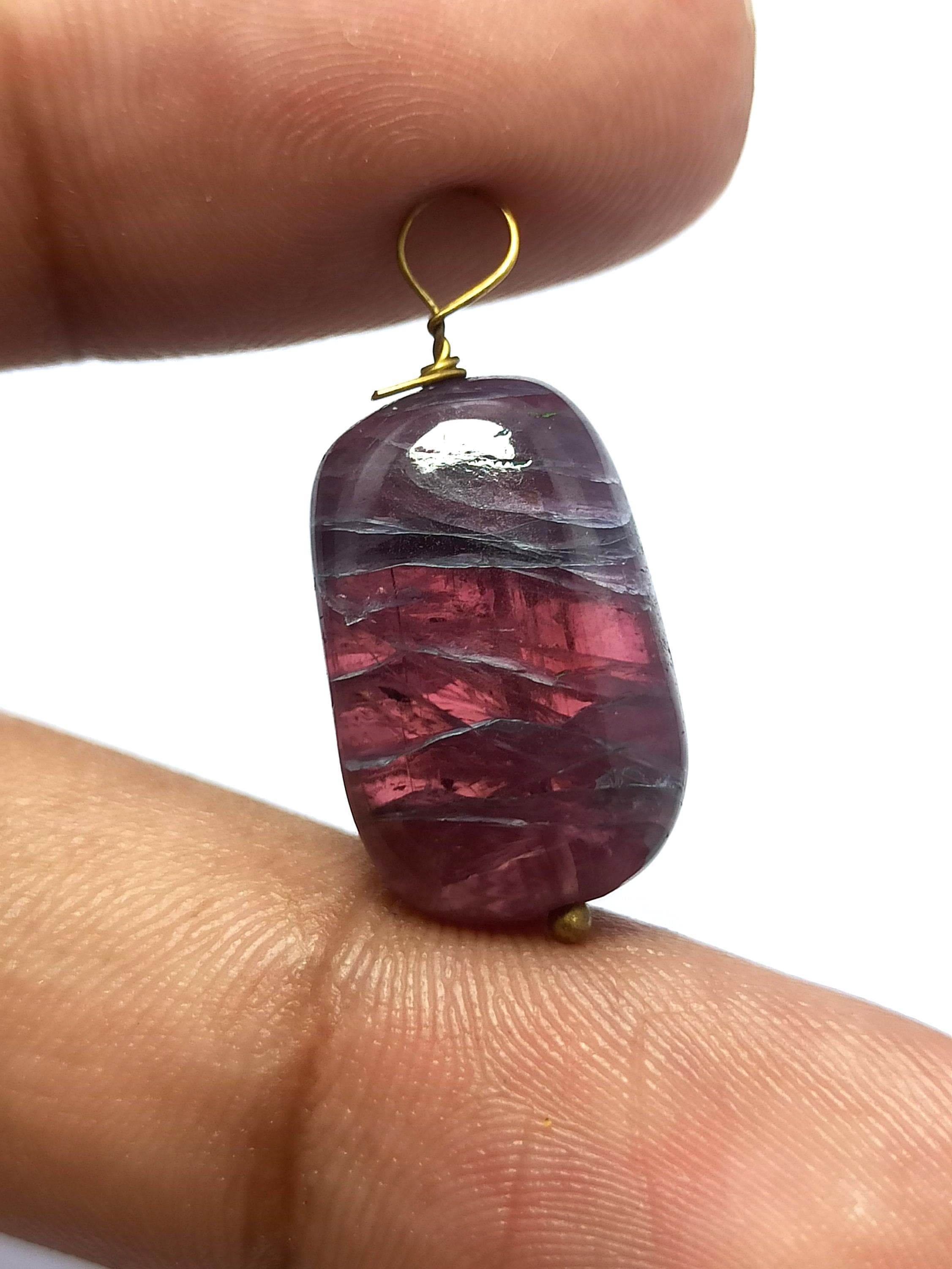 Natural Pink Tourmaline Beads 17.40 Carat Oval Smooth Pendant for Jewelry Making
