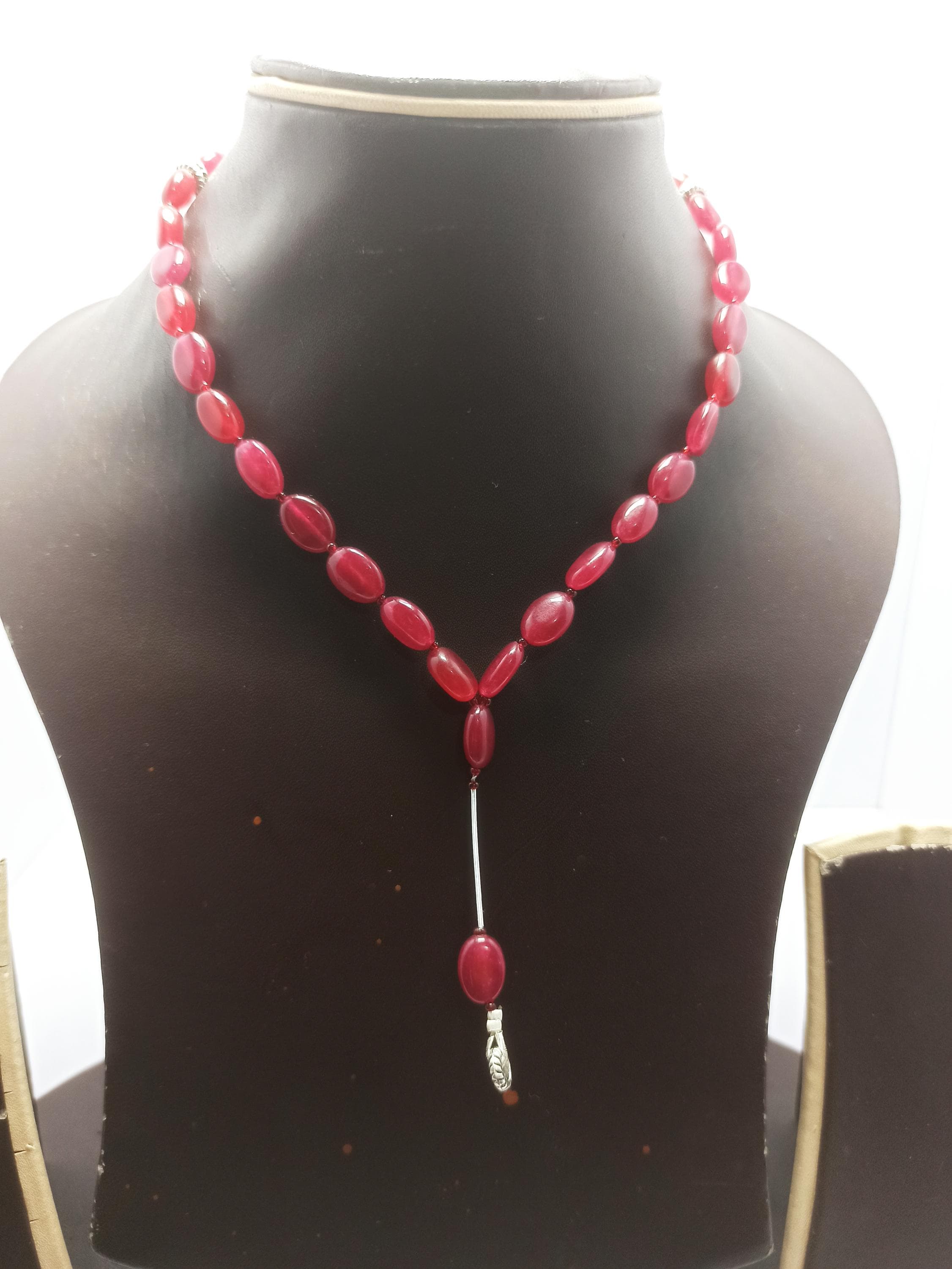 Ruby, Emerald Dyed Prayer Japa Mala Meditation Muslim Prayer Tasbih Smooth Oval Beads Gemstone