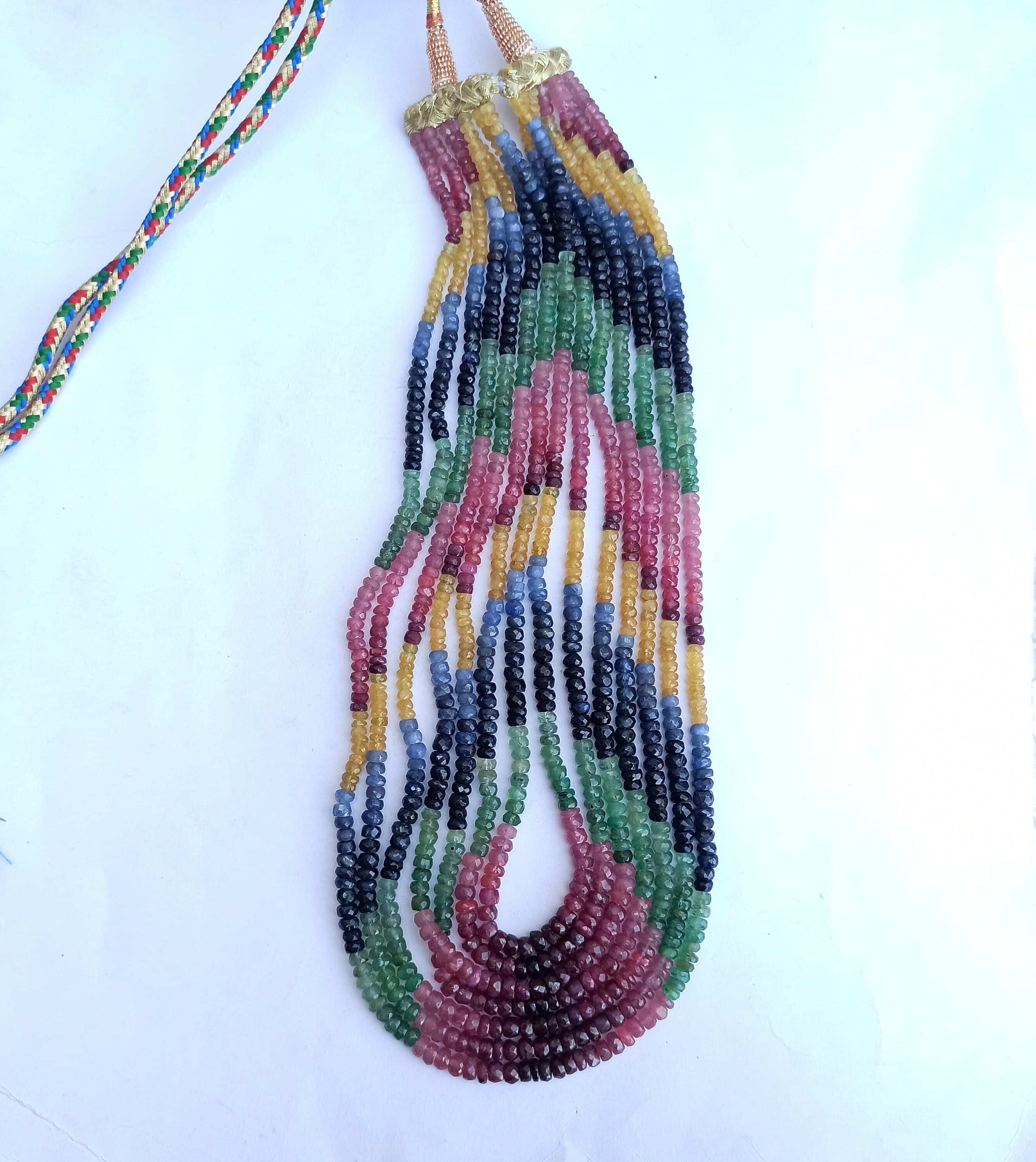 Natural Multi Sapphire Necklace, AAA Rondelle Beads 612 Carat, 20″ Handmade Gemstone Jewelry - image 5