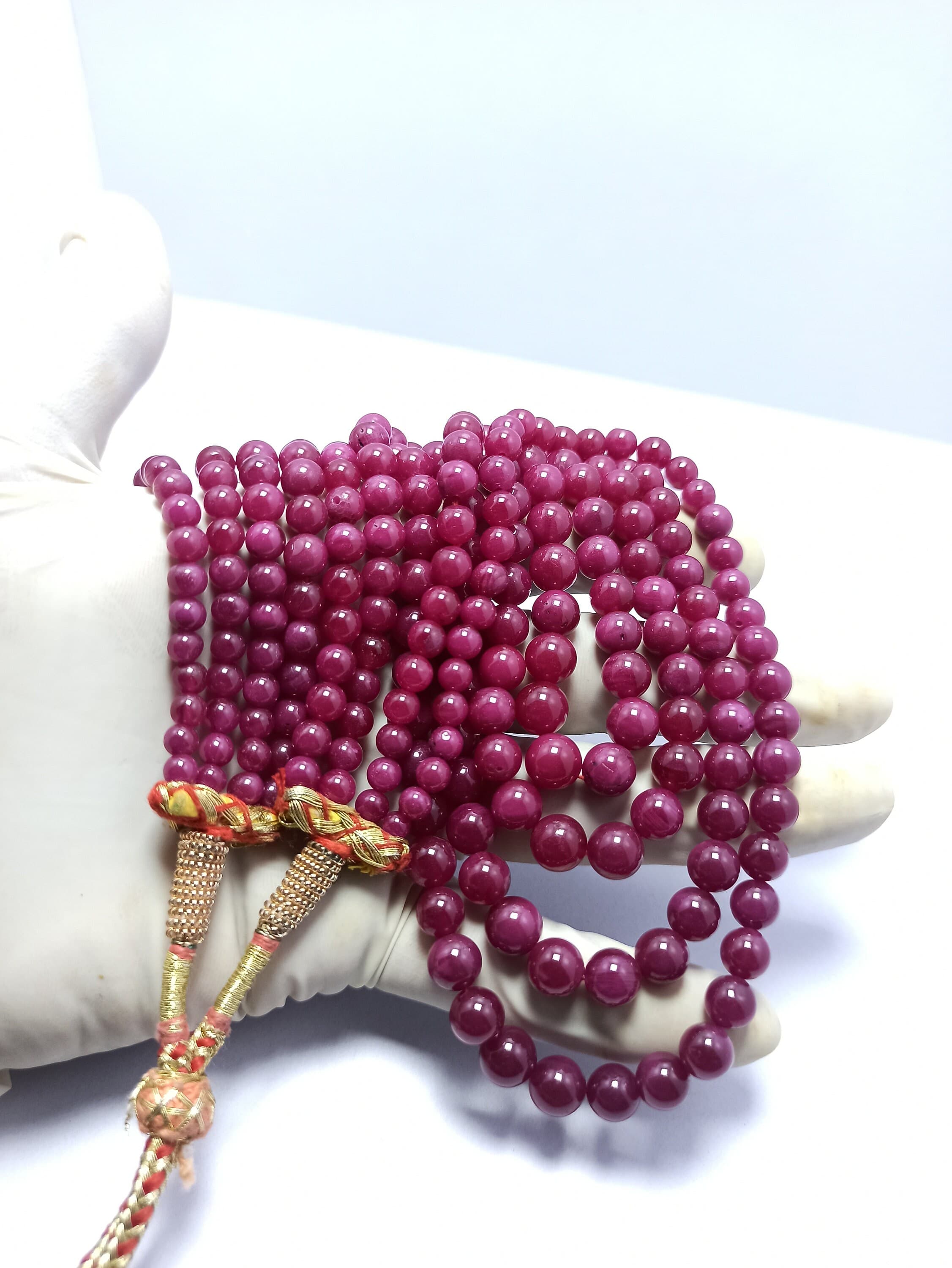 Natural Ruby Corundum Necklace Bolls Round Beads AAA Gemstone With Adjustable Code Necklace - image 5