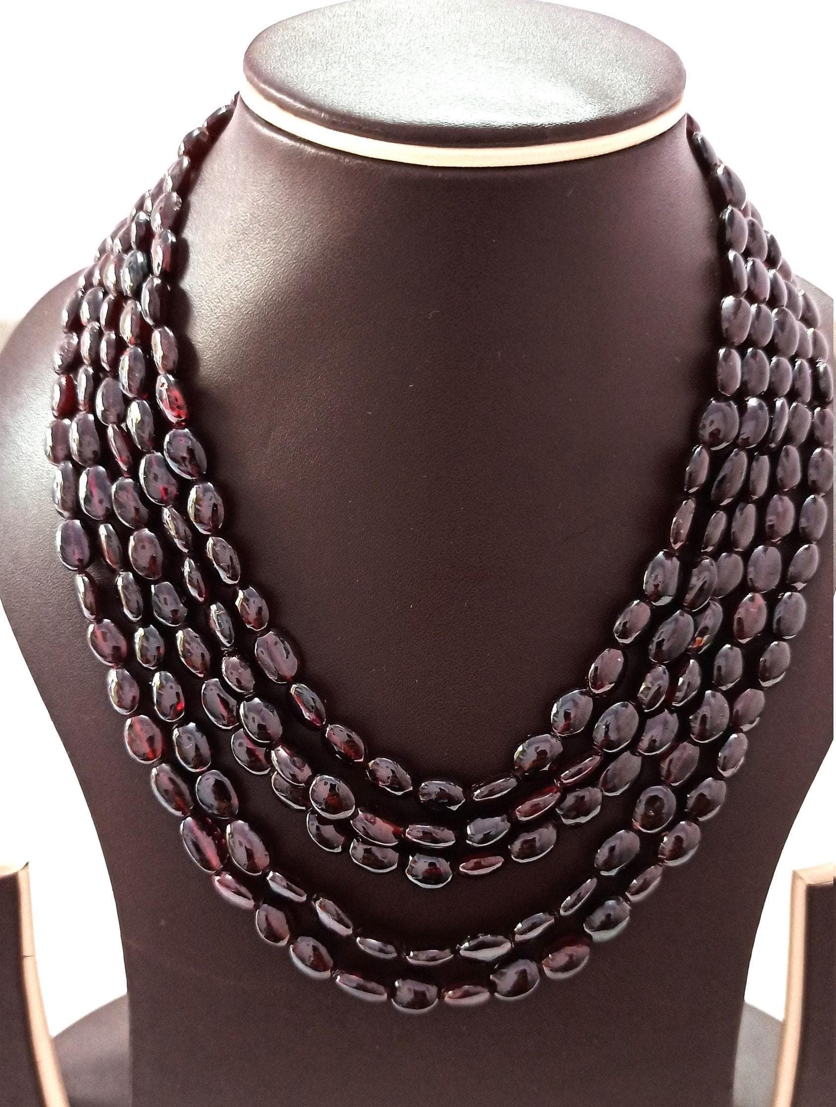 Red Garnet Oval Necklace 696 Carat Natural Healing Gemstone Adjustable Cord Chakra Crystal Jewelry