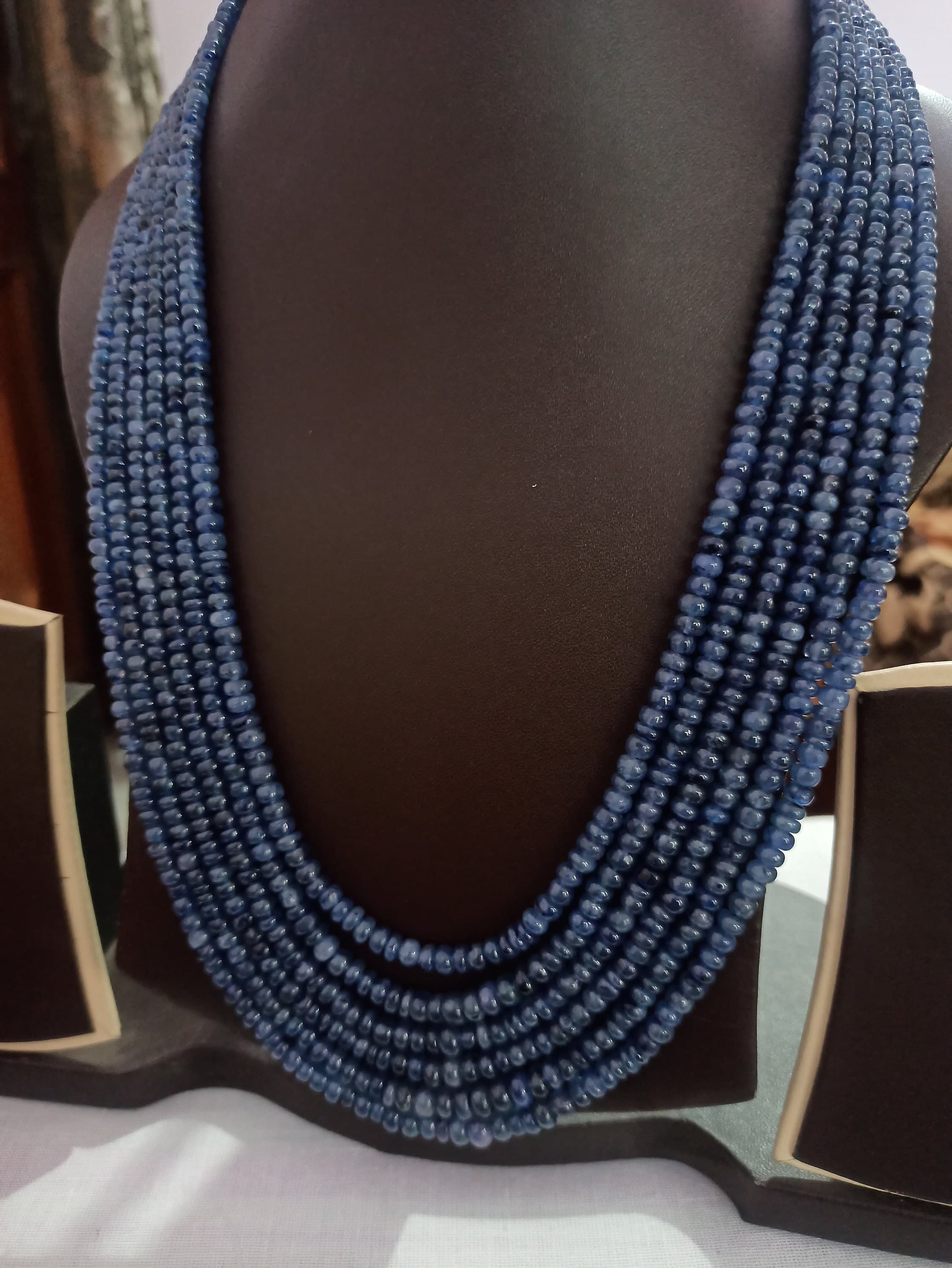 Natural Blue Sapphire Rondelle Bead Necklace 834ct 22" Healing Crystal for Strength & Positive Energy - image 4