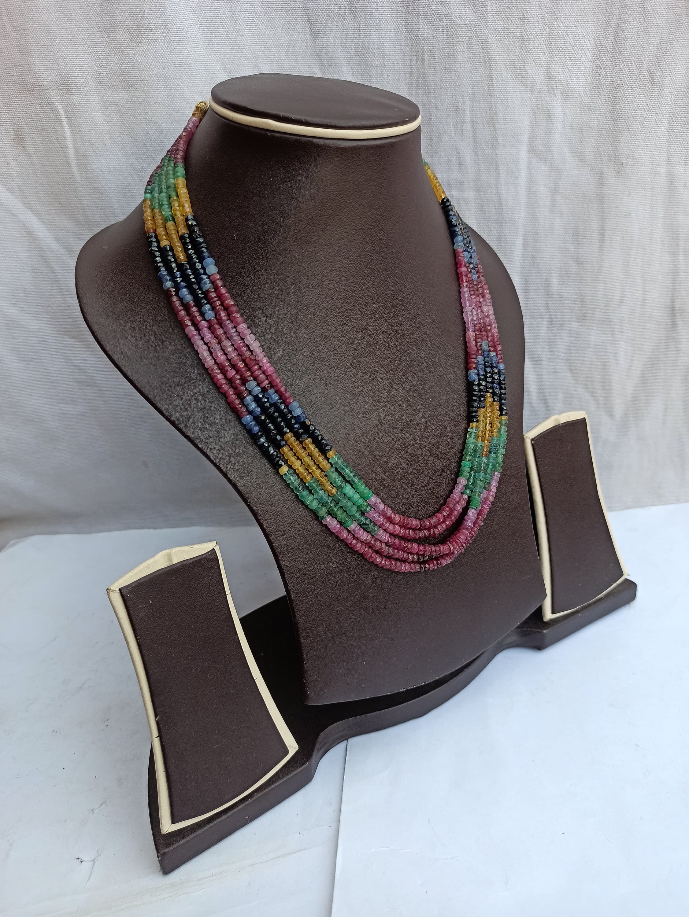 Natural Multi Sapphire Gemstone Necklace 382 Carat Faceted Rondelle Beads for Balance & Positive Energy - image 4