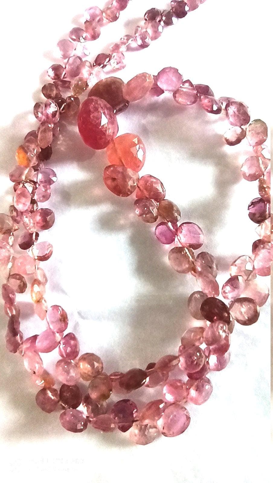 Pink Tourmaline Heart Briolette Faceted Beads, Natural Healing Gemstone for Necklace & Earrings DIY