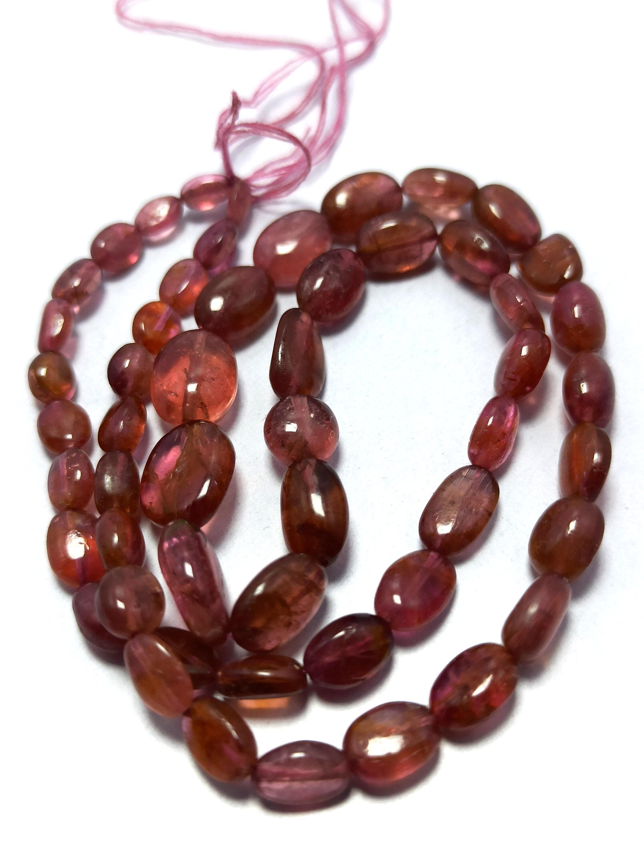 60.50 Carat Pink Tourmaline Beads Grade Oval Smooth Healing Gemstone Strand - image 3