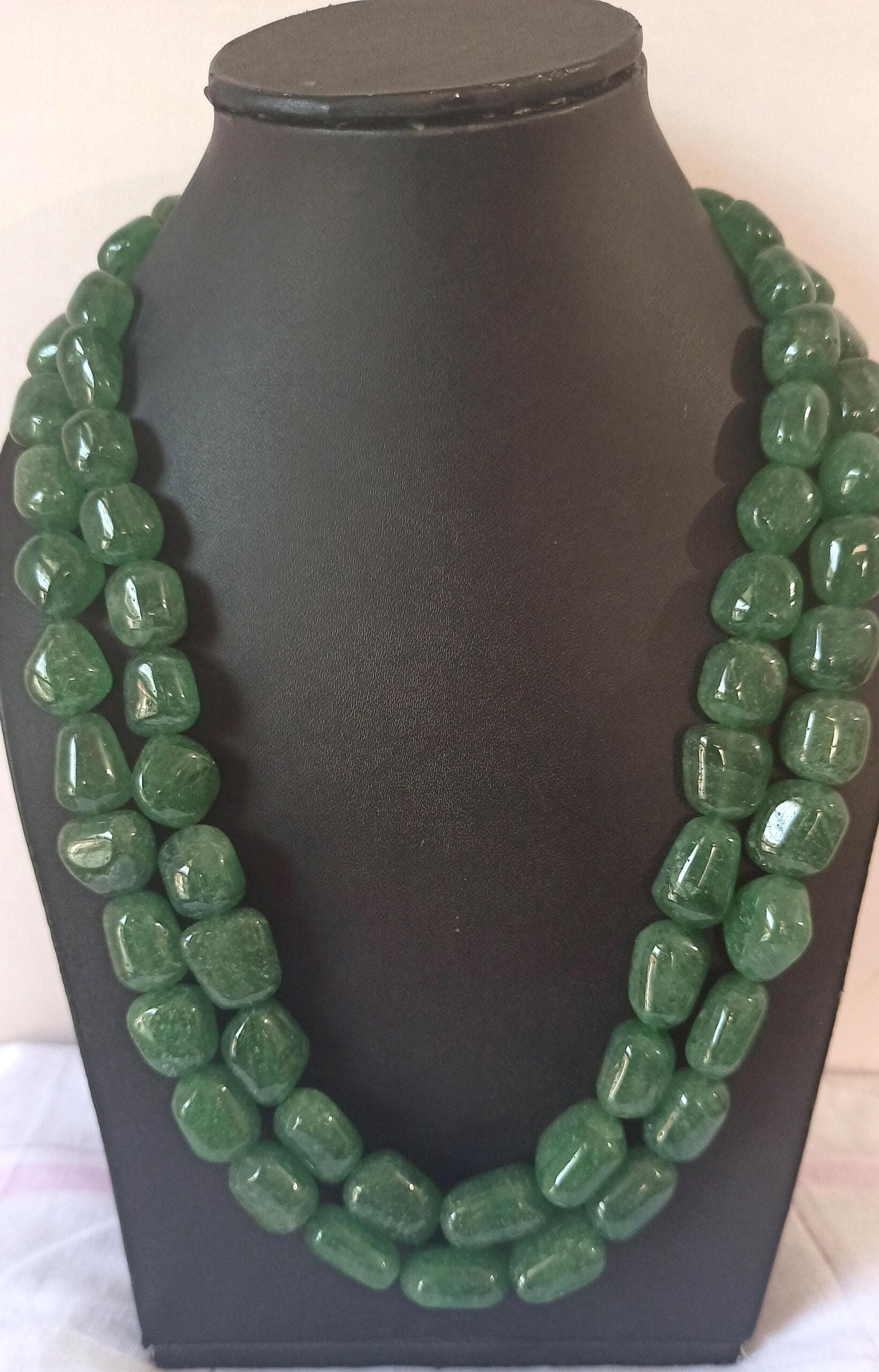 Natural Green Strawberry Quartz Necklace 1277 Carat Healing Gemstone Beads Handmade 20" Jewelry