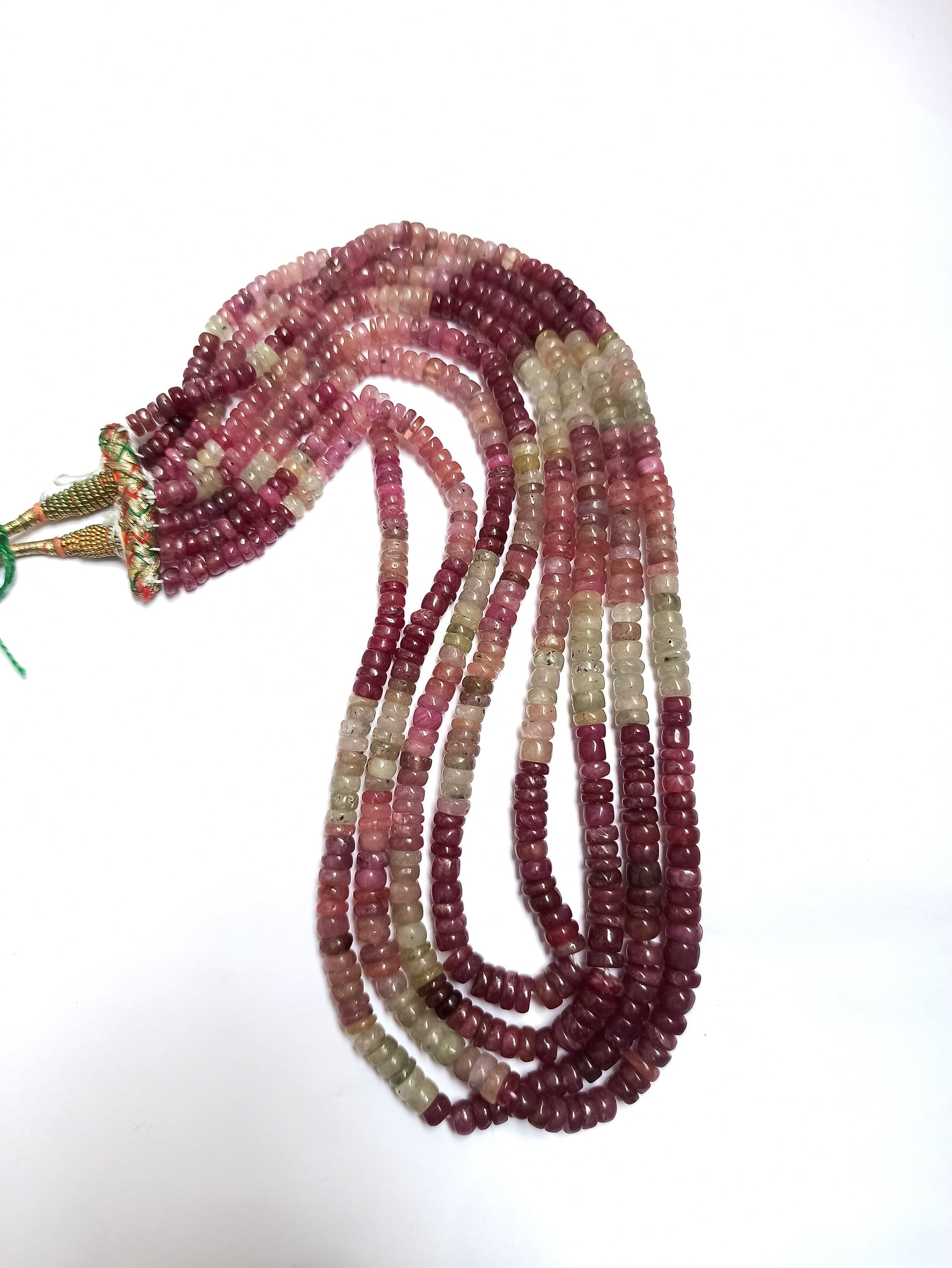 Ruby Sapphire Rondelle Bead Necklace: Artisan Gemstone Jewelry, 19" - image 4