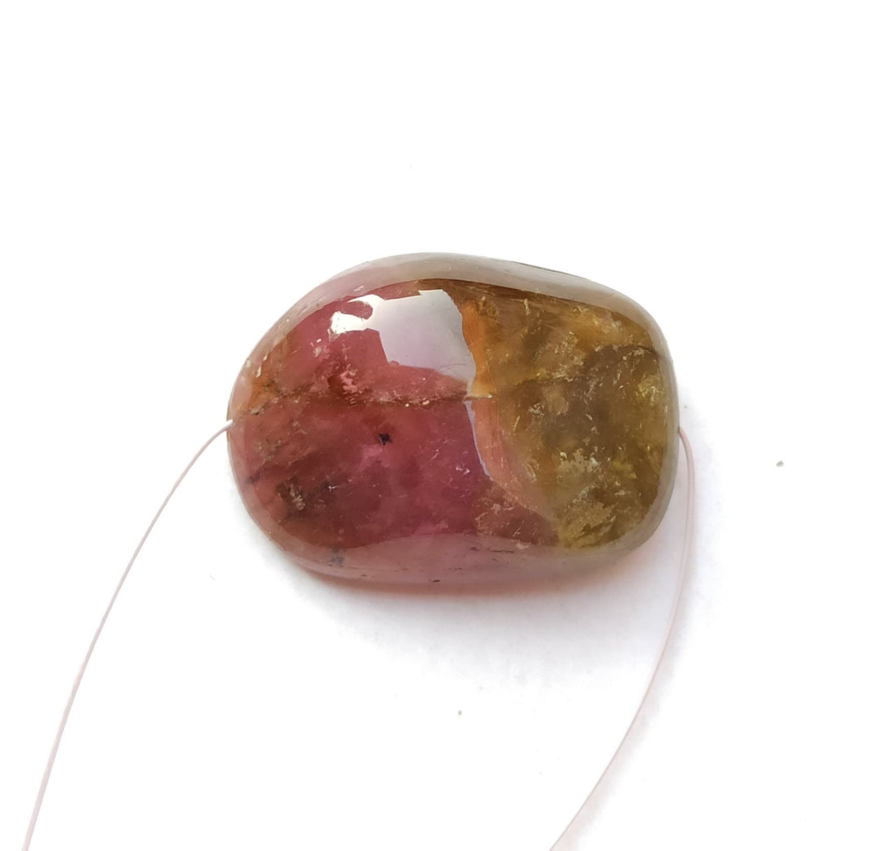 Natural Watermelon Tourmaline Beads 24 Cts Oval Smooth Tumble, AAA Grade - image 5