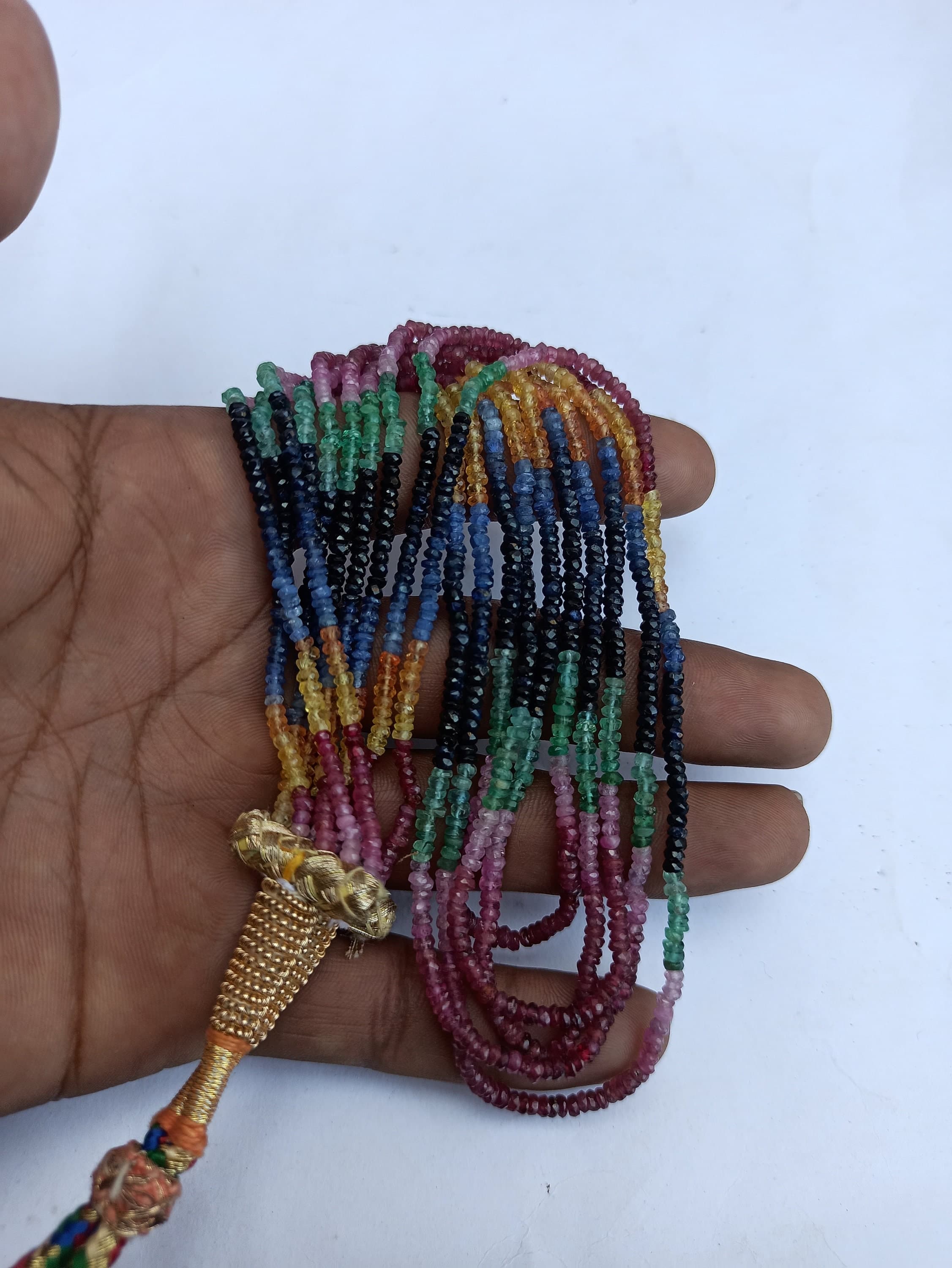 Multi Sapphire Gemstone Necklace: 462.20 Carat Faceted Rondelle Beads - image 5