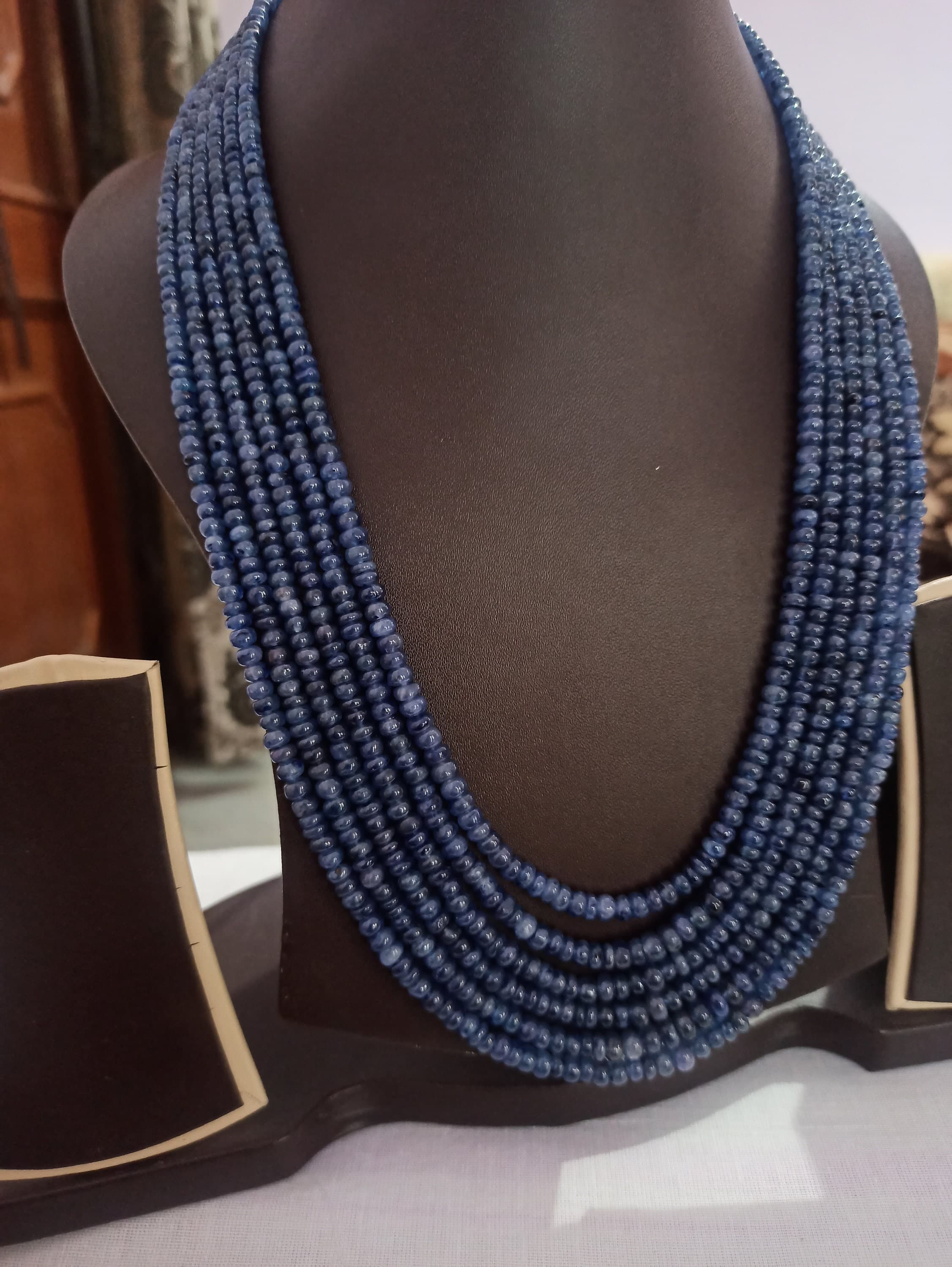 Natural Blue Sapphire Rondelle Bead Necklace 834ct 22" Healing Crystal for Strength & Positive Energy - image 3