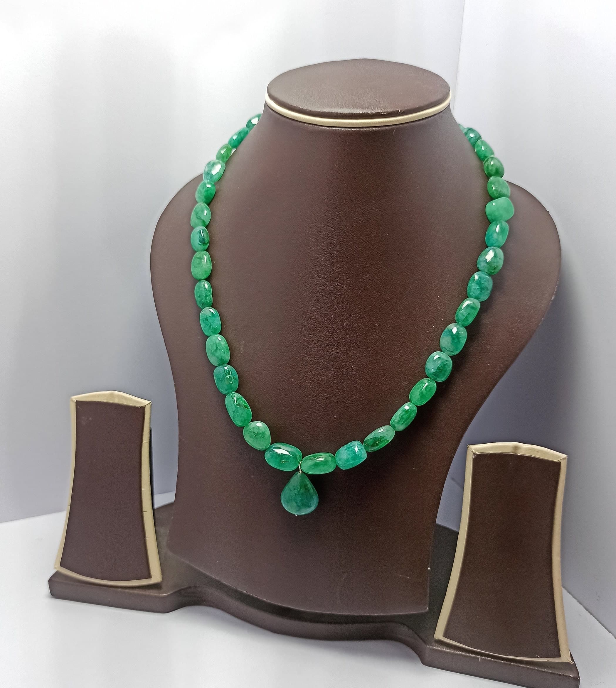 Emerald Beryl Tumble Bead Necklace 299 Carats 20″ Healing Gemstone Strand Handmade Jewelry - image 4