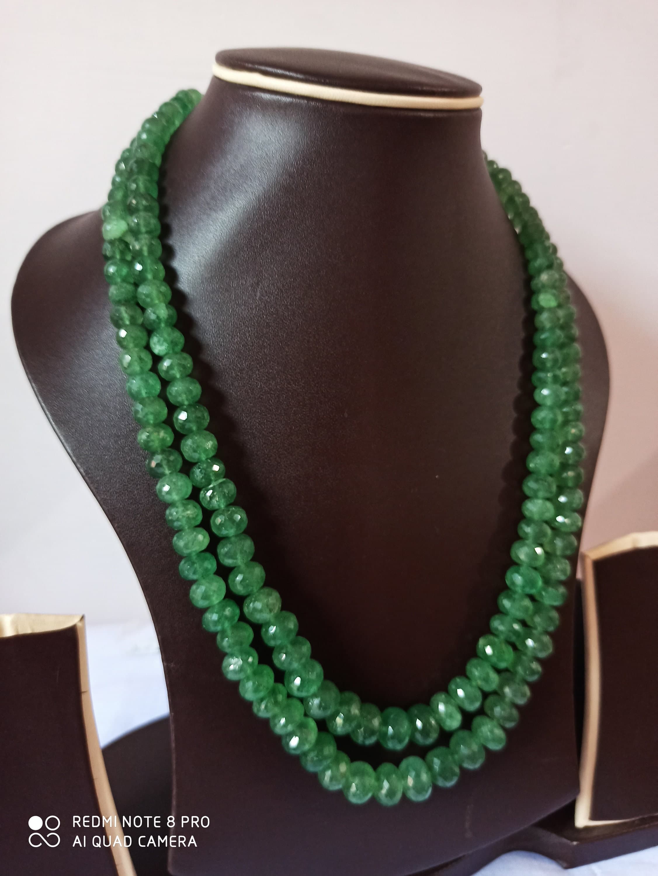 Natural Green Strawberry Quartz Faceted Necklace 560ct AAA Gemstone Beads - image 3