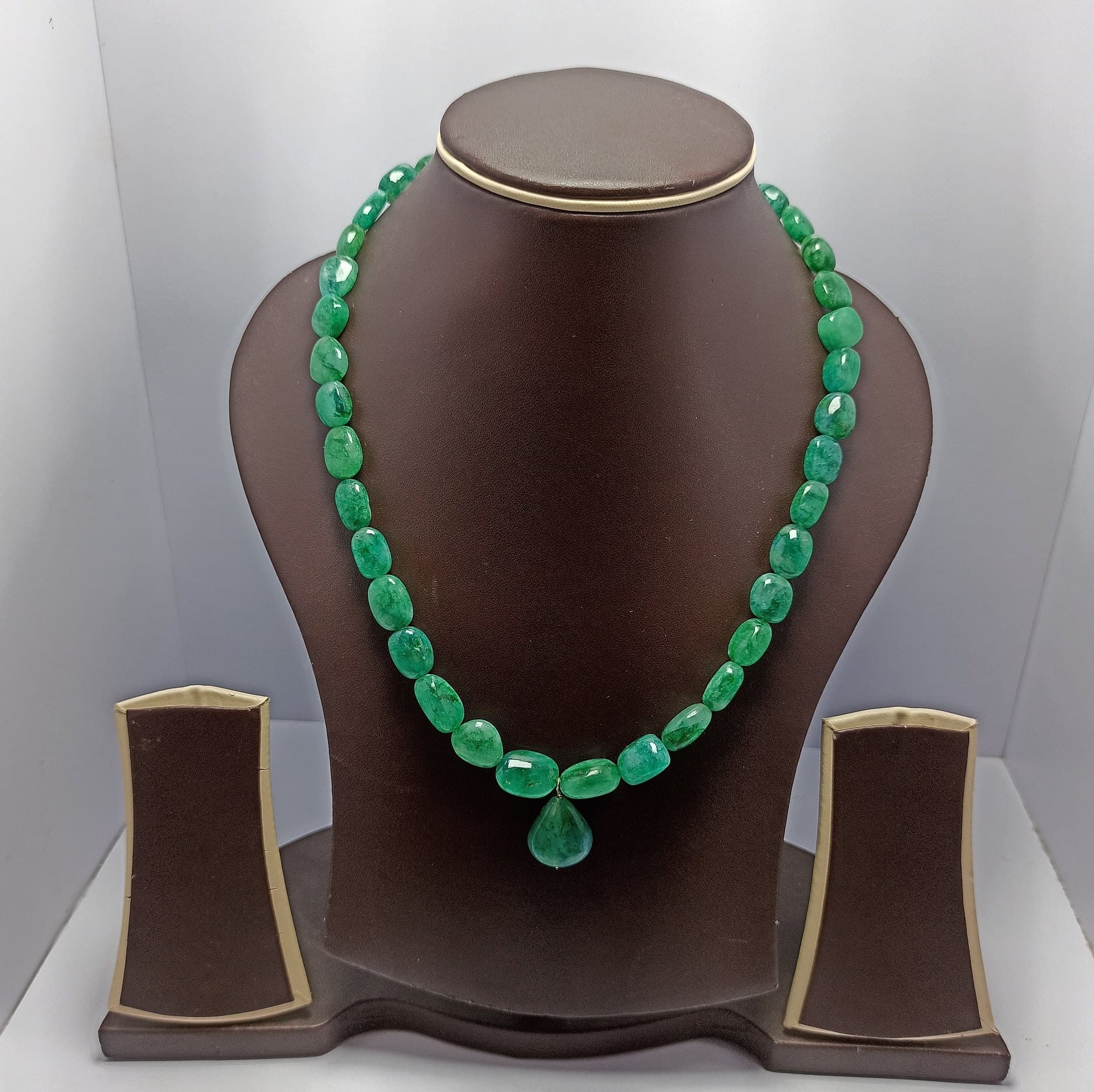 Emerald Beryl Tumble Bead Necklace 299 Carats 20″ Healing Gemstone Strand Handmade Jewelry - image 5