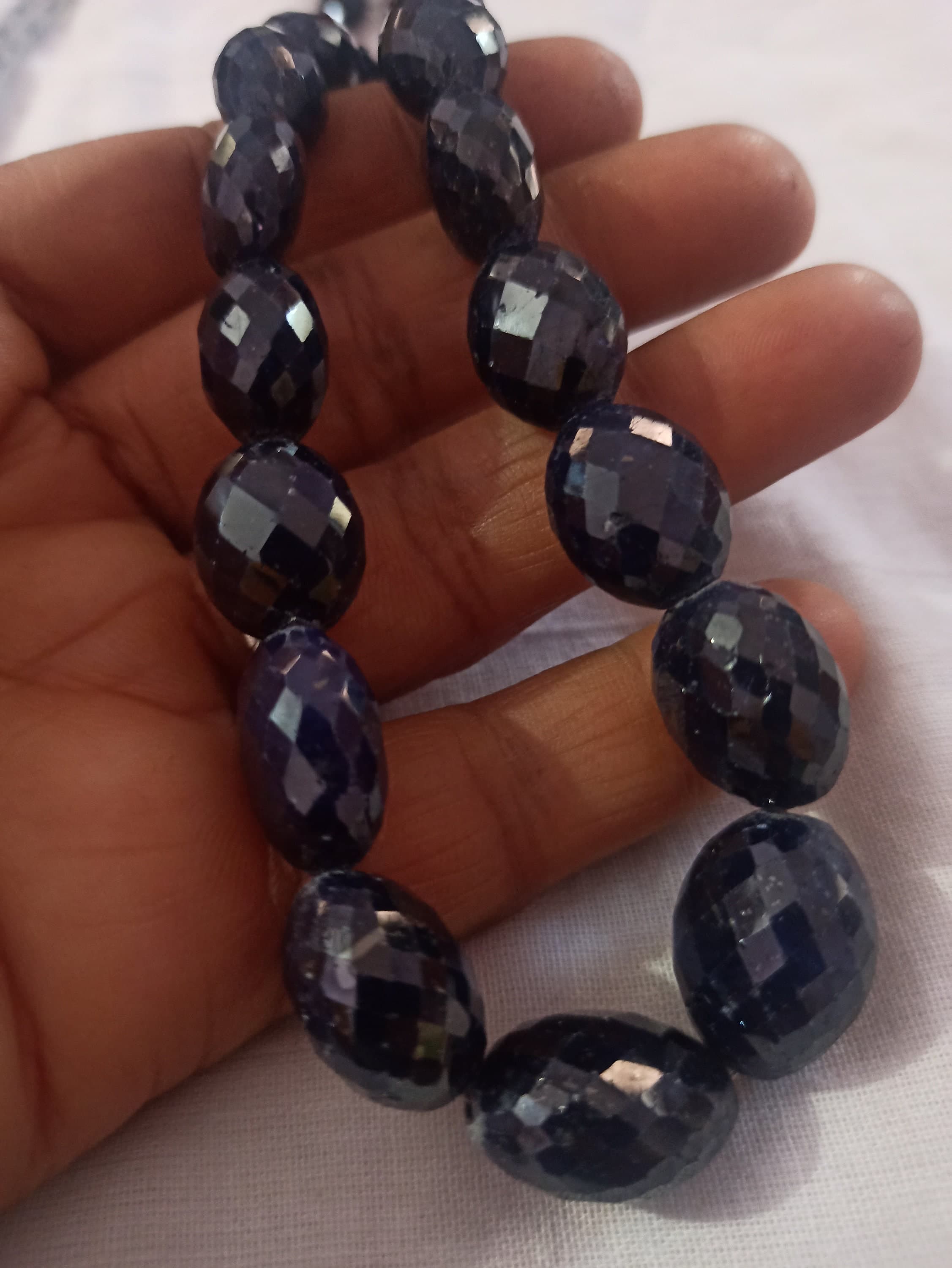 Faceted Blue Sapphire Dyed Gemstone Necklace Healing Crystal,Handmade 19″ Jewelry
