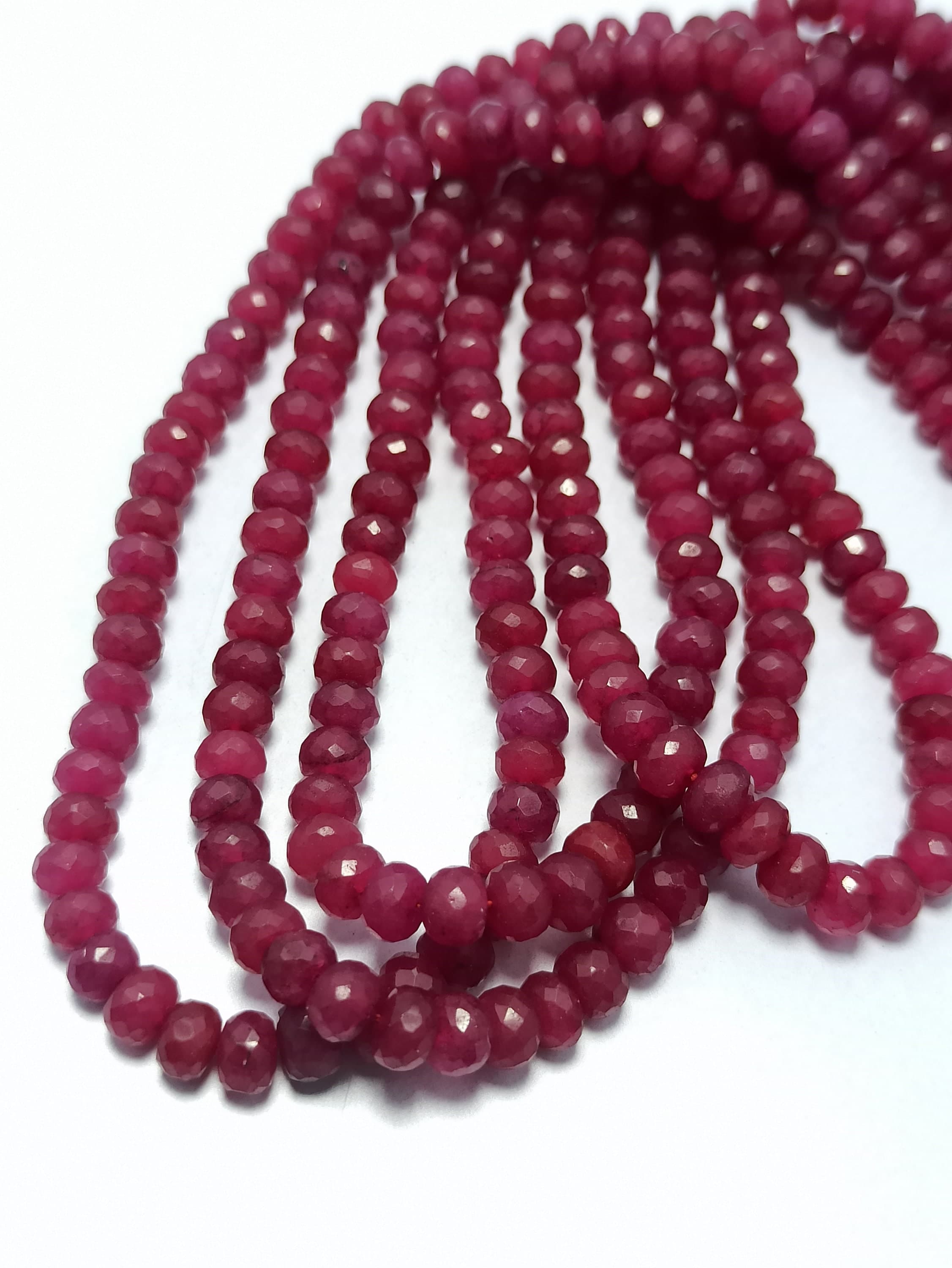 Ruby Dyed Rondelle Beads Necklace Faceted Cut, Adjustable Cord Jewelry, Fine Gemstone Necklace - image 4