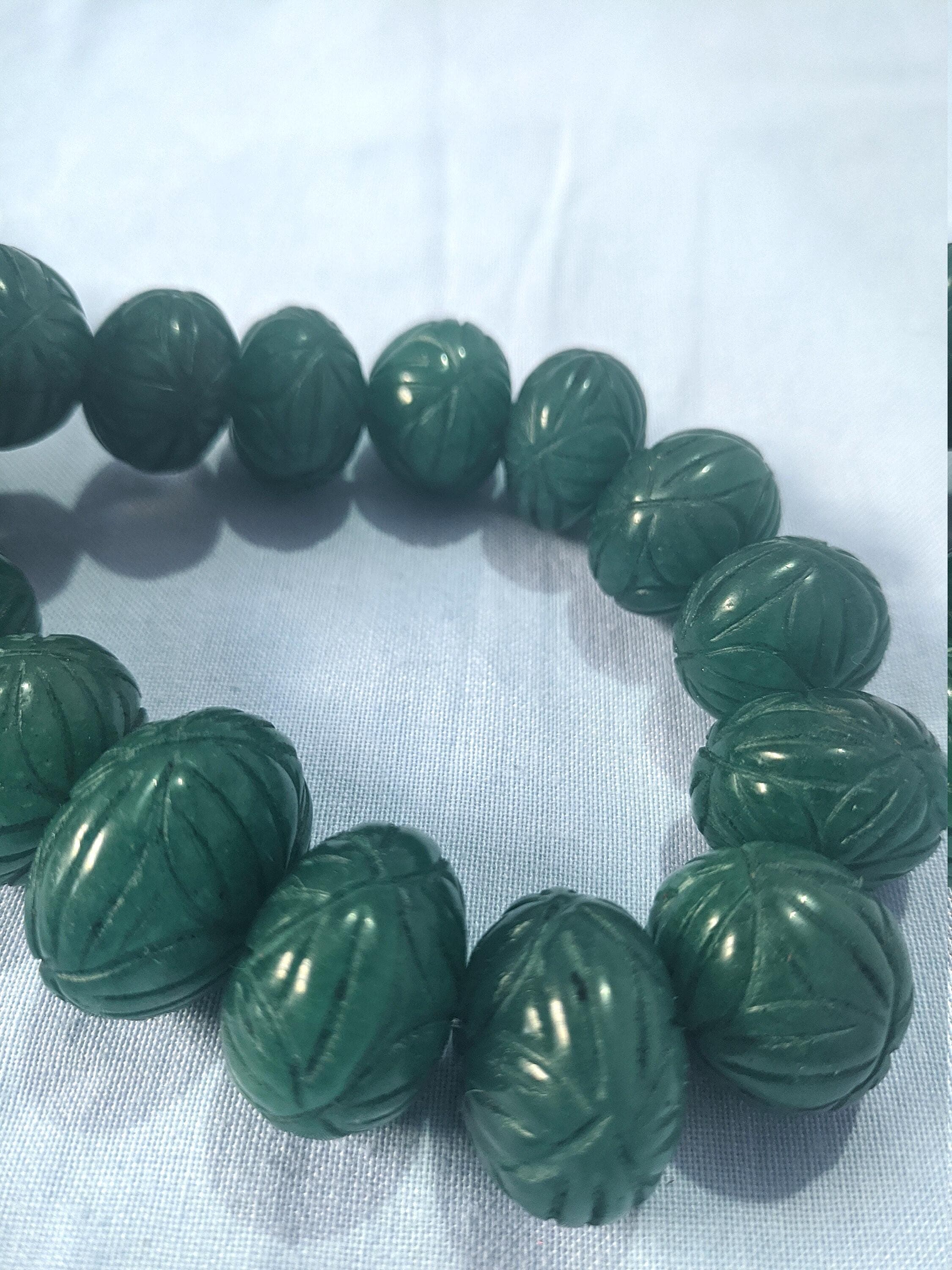 Emerald Beryl Pumpkin Beads Necklace 961ct Natural Gemstones Adjustable Cord Fine Quality Jewelry - image 5
