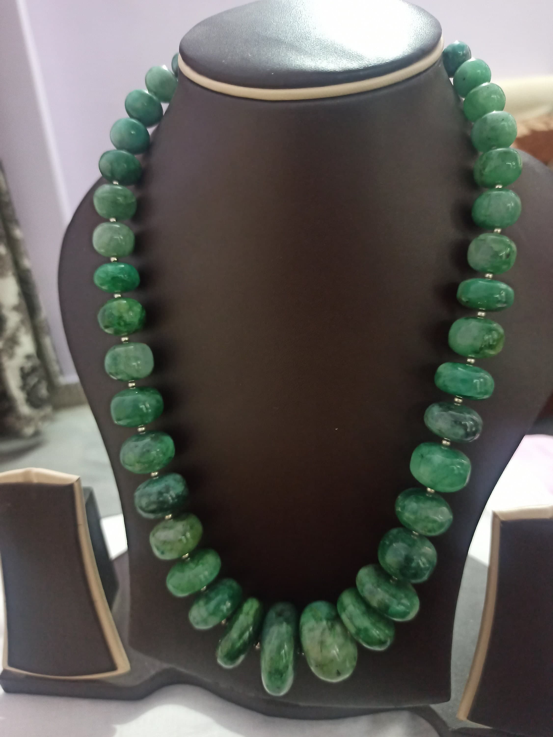 Sakata Emerald Rondelle Necklace 946ct AAA Natural Gemstone Beads, 20" Handcrafted Jewelry - image 4