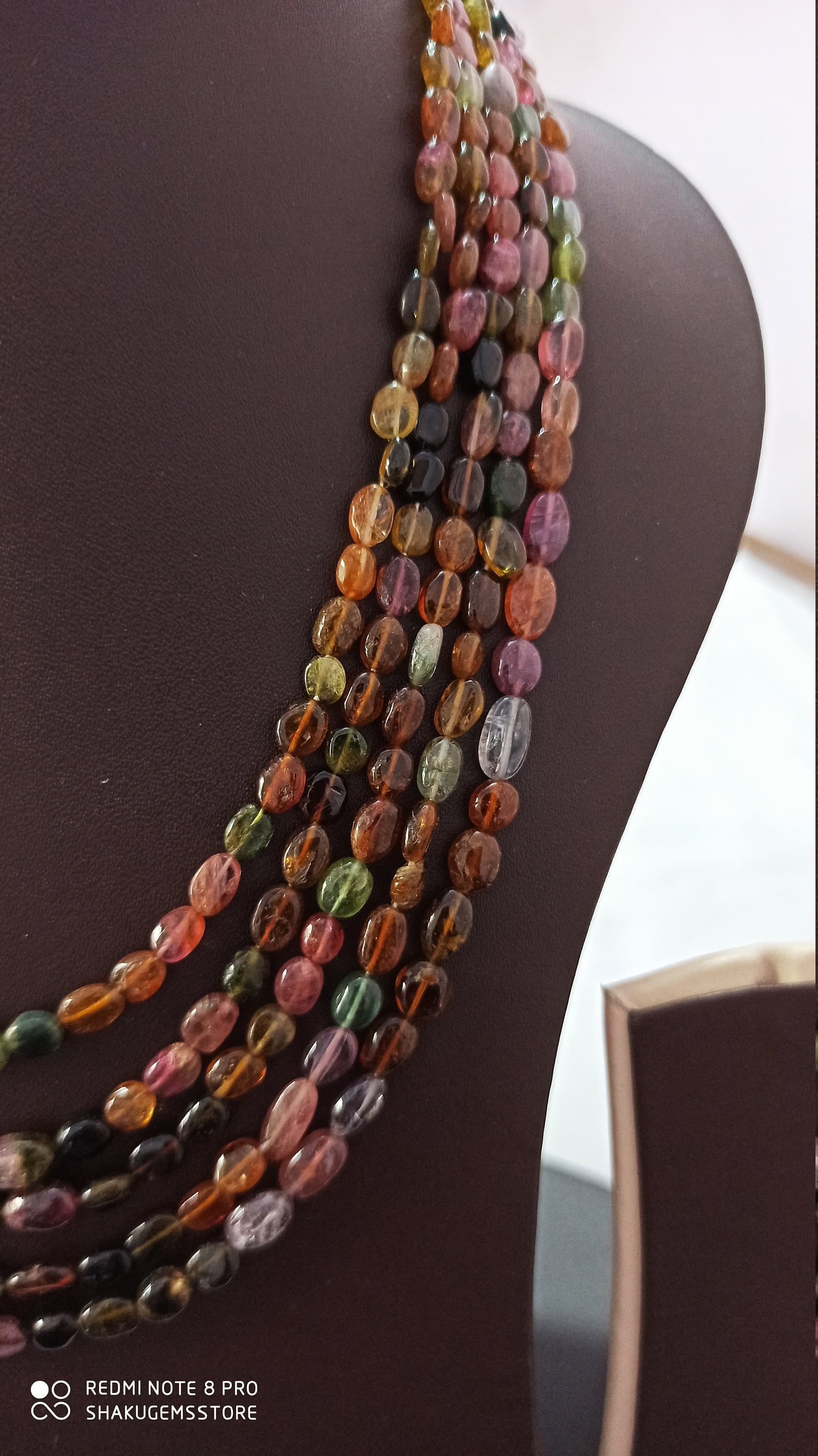 Natural Multi Tourmaline Gemstone Necklace: 285 Carat Oval Beads Handmade Jewelry - image 5