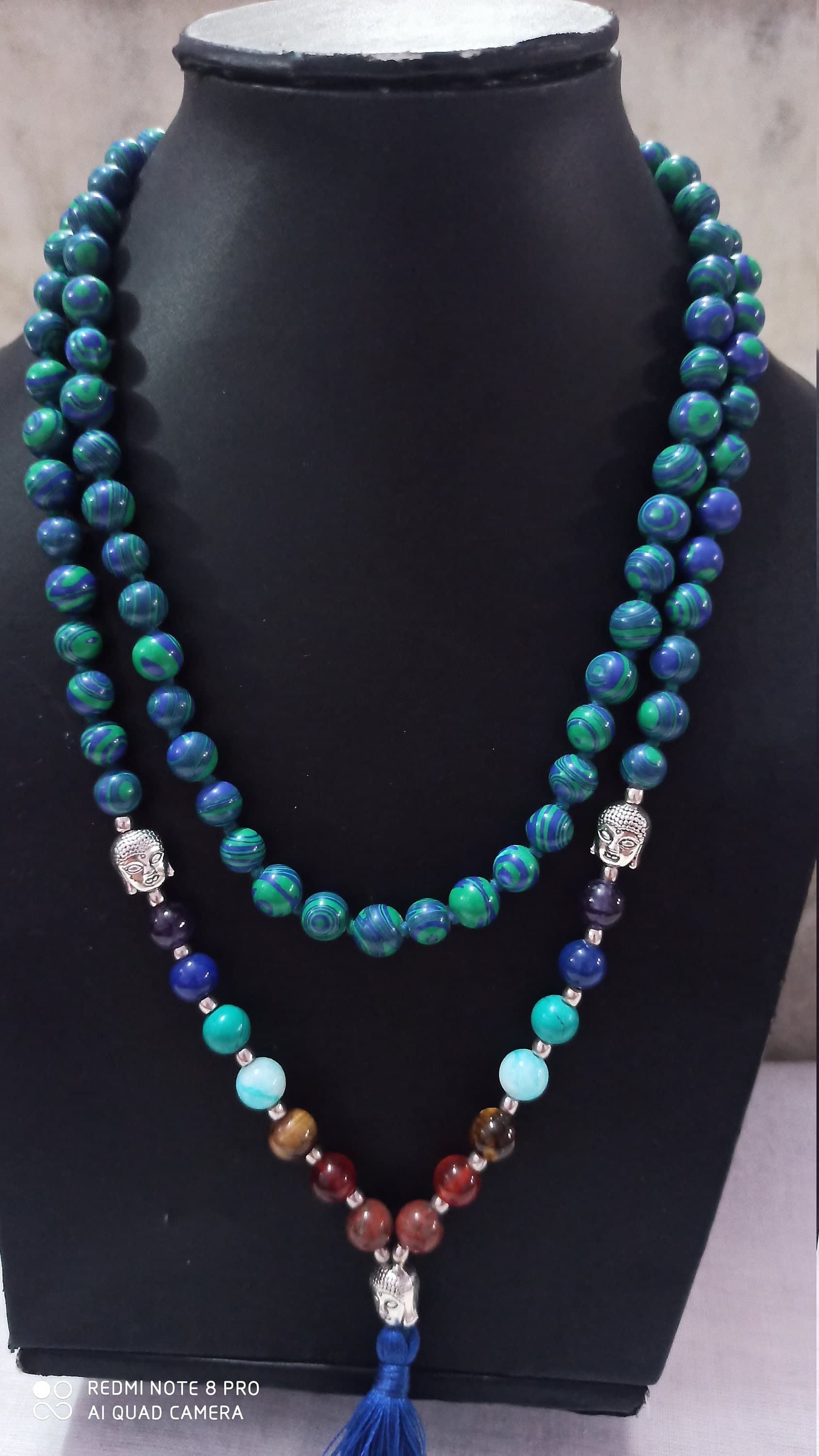 Seven Chakra Gemstone Japa Mala 108 Bead Balancing Tasbih Meditation Necklace Healing Prayer - image 5