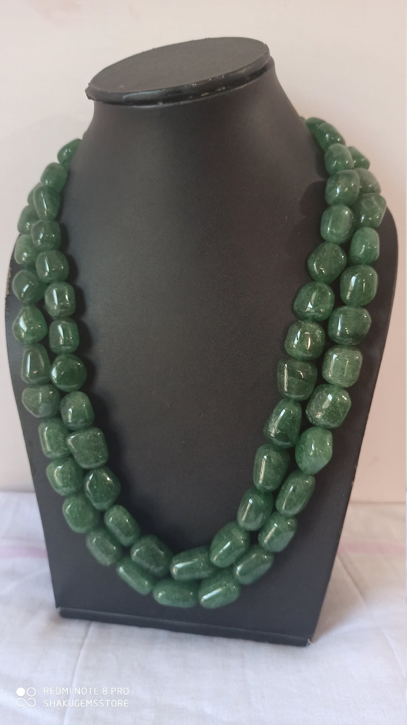 Natural Green Strawberry Quartz Necklace 1277 Carat Healing Gemstone Beads Handmade 20" Jewelry - image 3