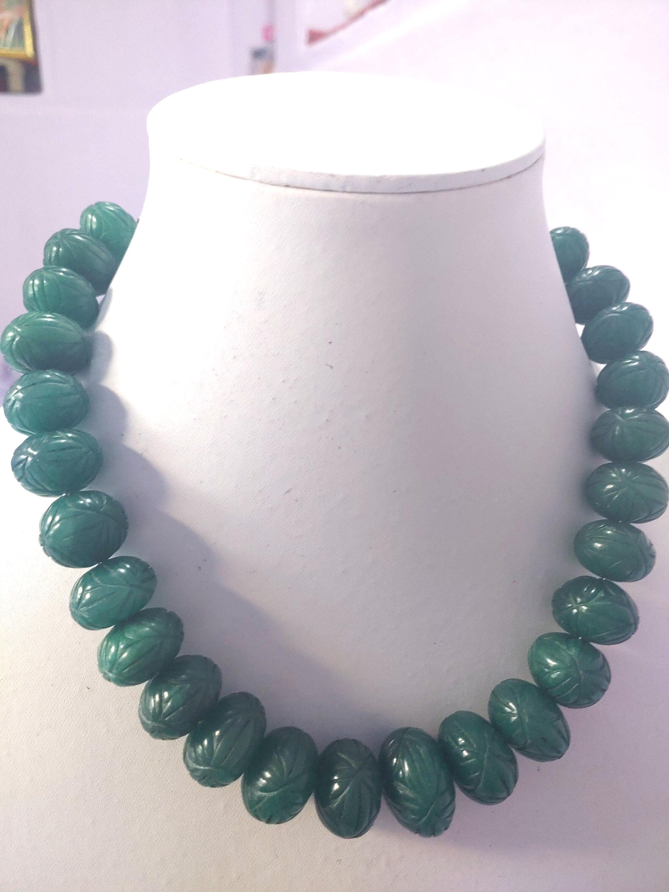 Emerald Beryl Pumpkin Beads Necklace 961ct Natural Gemstones Adjustable Cord Fine Quality Jewelry