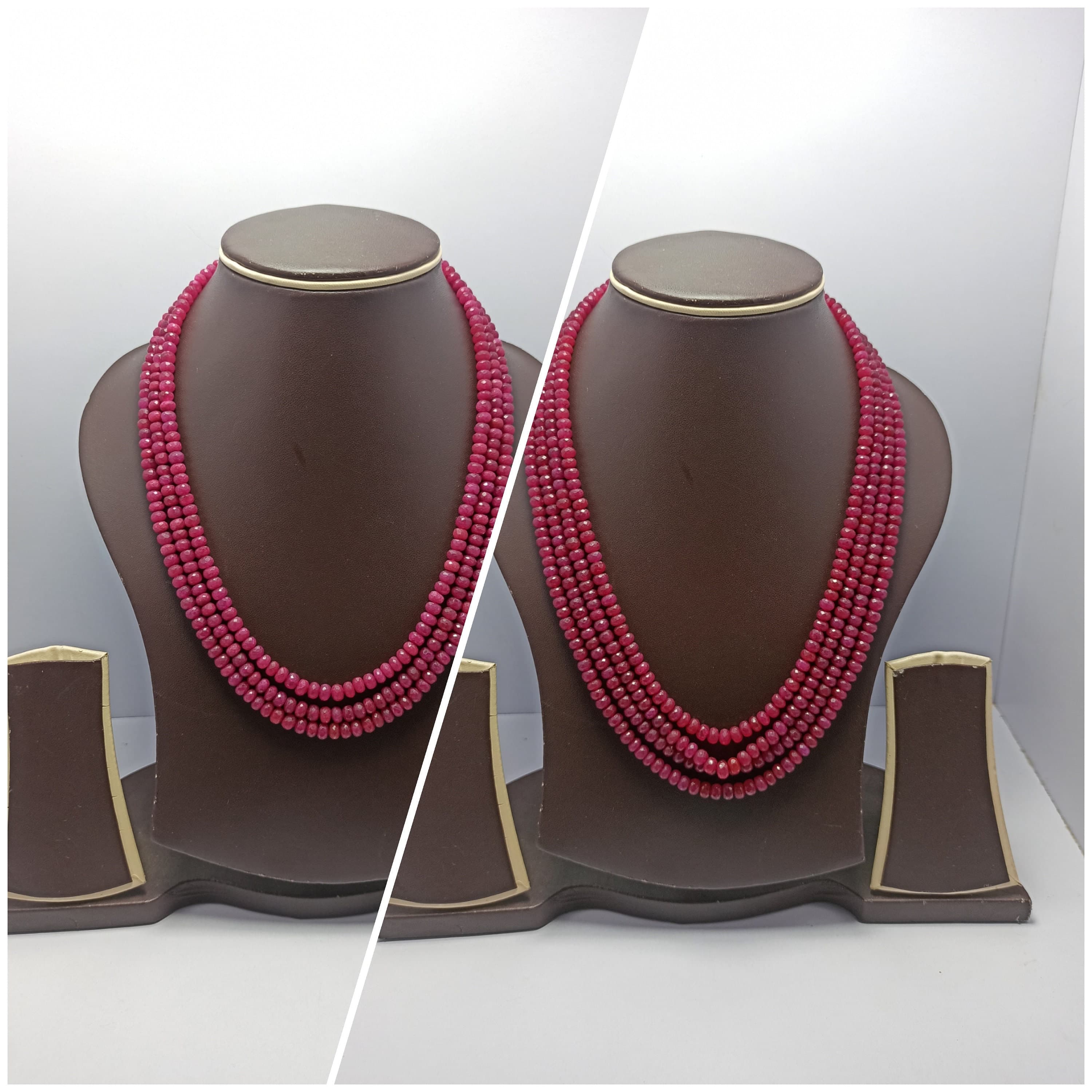 Ruby Dyed Rondelle Beads Necklace Faceted Cut, Adjustable Cord Jewelry, Fine Gemstone Necklace - image 3