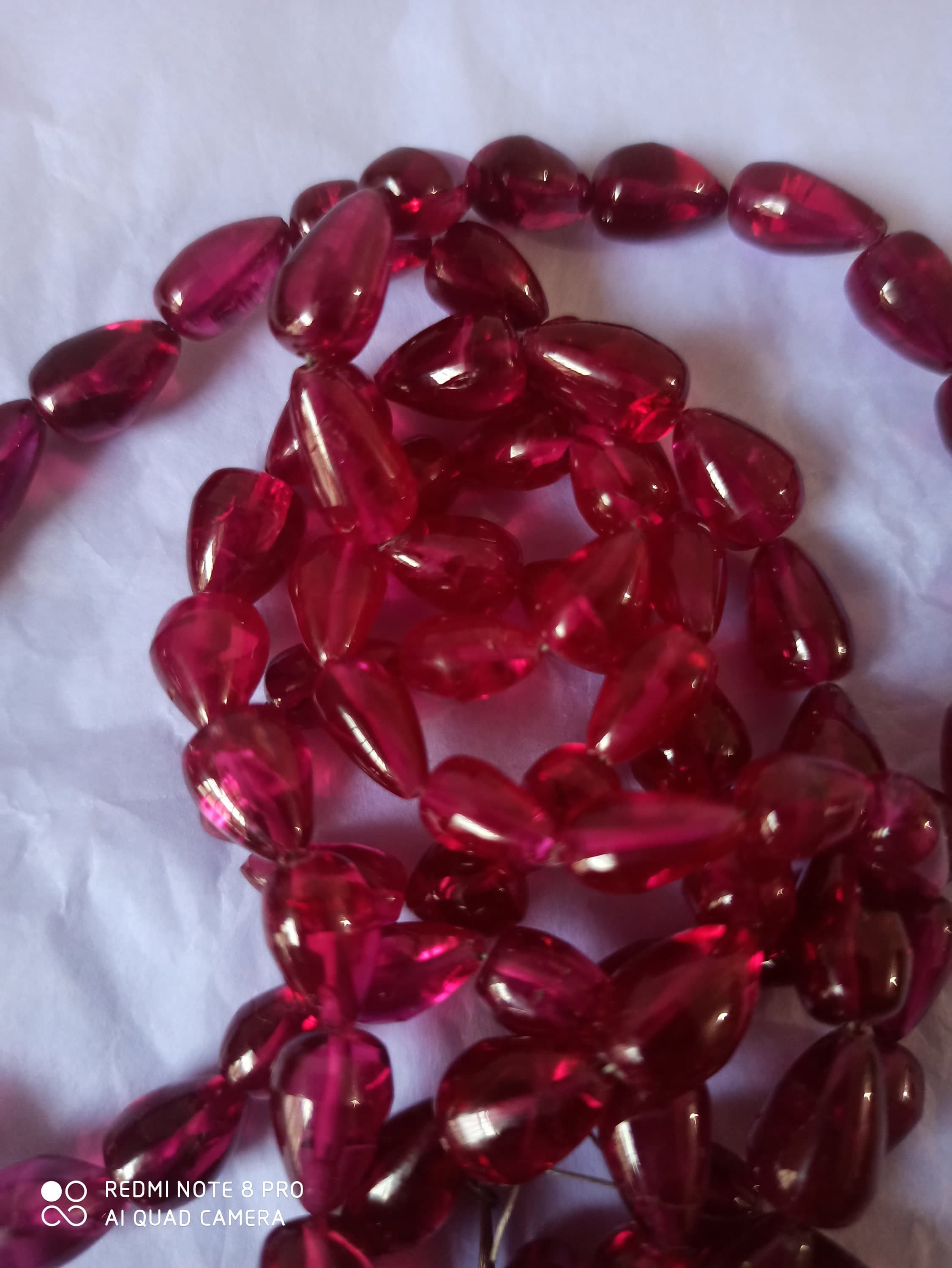 AAA Ruby Corundum Drop Beads Strand, Smooth Polished Gemstone Jewelry Making - image 5