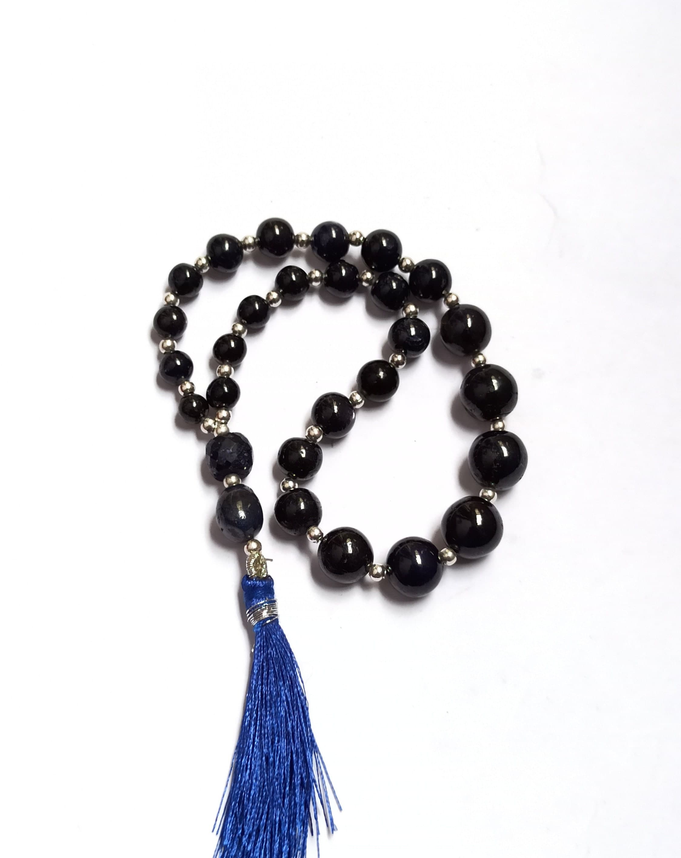 Blue Sapphire Multi-Stone Hand Japa Mala 27 Beads Meditation & Prayer Tasbih
